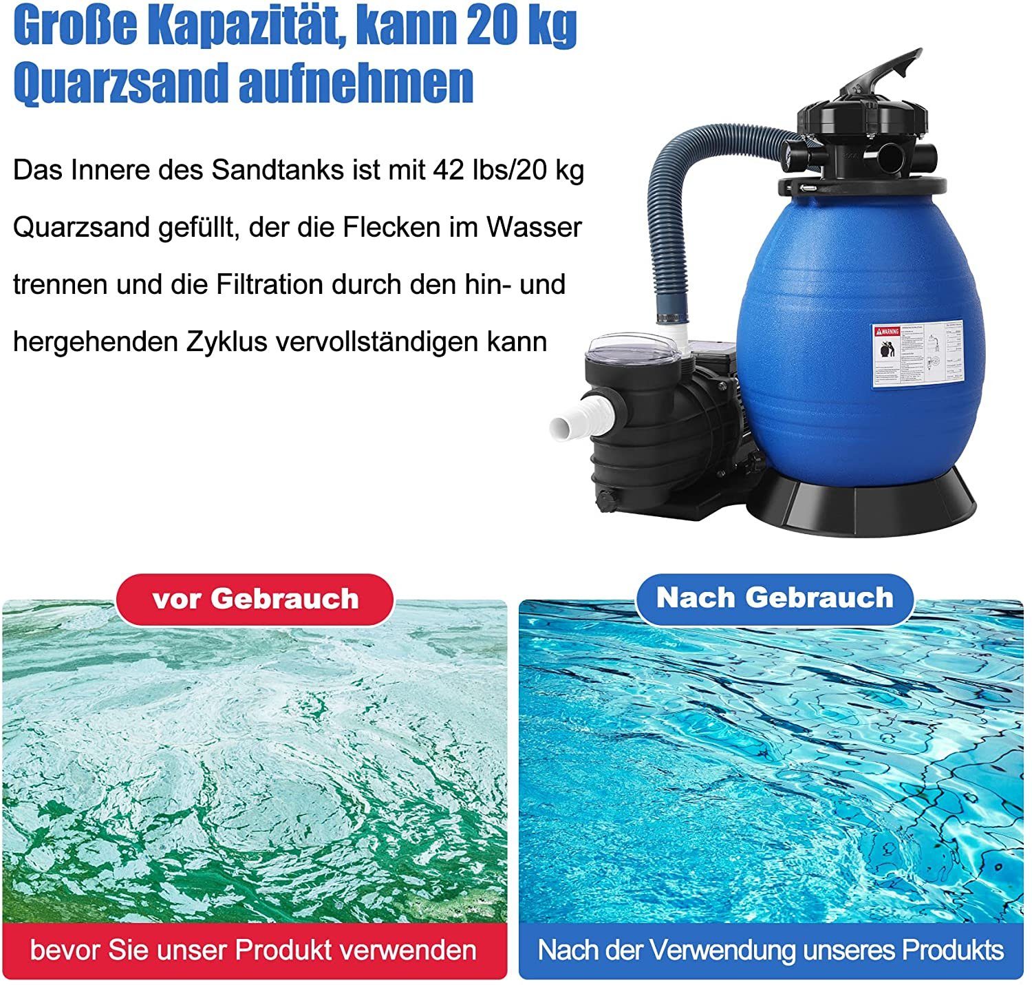 HomeMiYN Sandfilteranlage Sandfilteranlage Sandfilterpumpe 10,8m³/h Poolfil günstig online kaufen