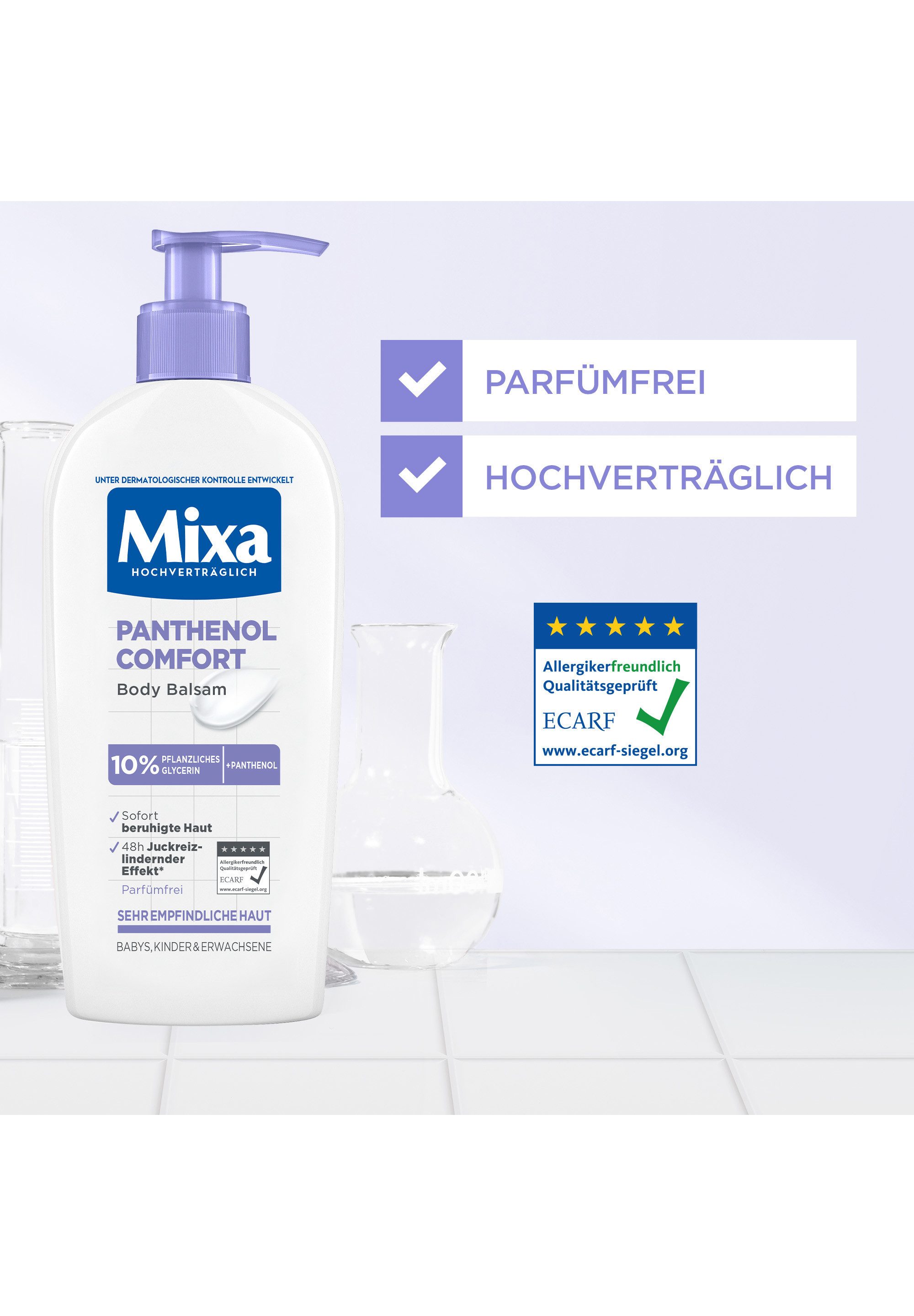 Mixa Körperbalsam MIXA PANTHENOL COMFORT BODY BALSAM, wirkt Spannungsgefühlen entgegen, beruhigende Wirkung