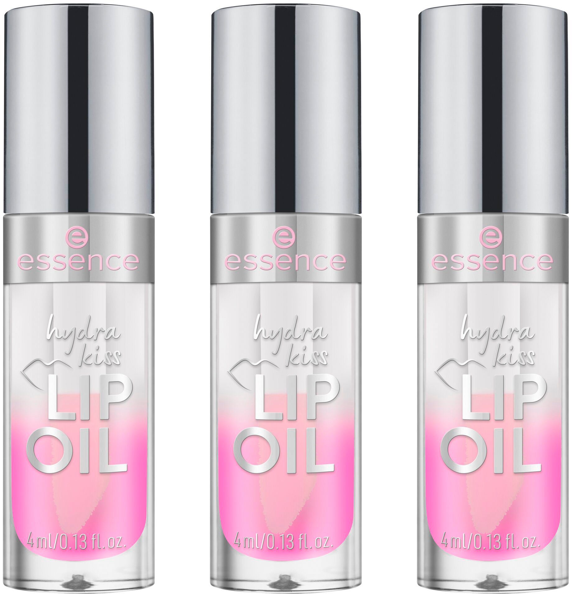 Essence Lipgloss HYDRA KISS LIP OIL, 3-tlg., mit hochglänzendem Finish