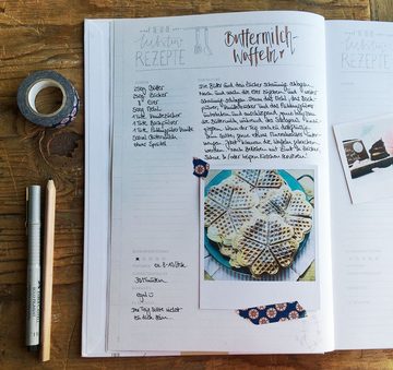 Eine der Guten Verlag Notizbuch Rezeptbuch - Meine liebsten Rezepte, weiß, Großes A4 DIY Kochbuch zum Selberschreiben, Handlettering, Hardcover