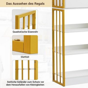 Flieks Bücherregal, 1-tlg., Standregal mit Türen und Schubladen Büroregal 100x30x173,5cm