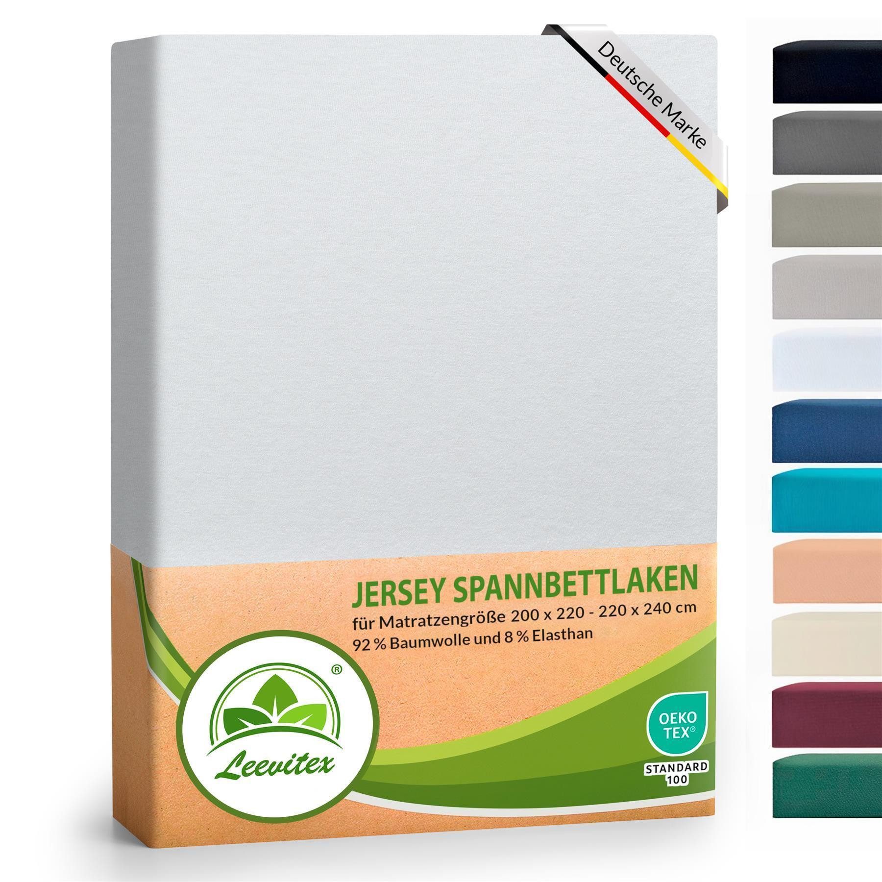 leevitex® Spannbettlaken Luxus Elasthan Jersey Spannbettlaken, günstig online kaufen