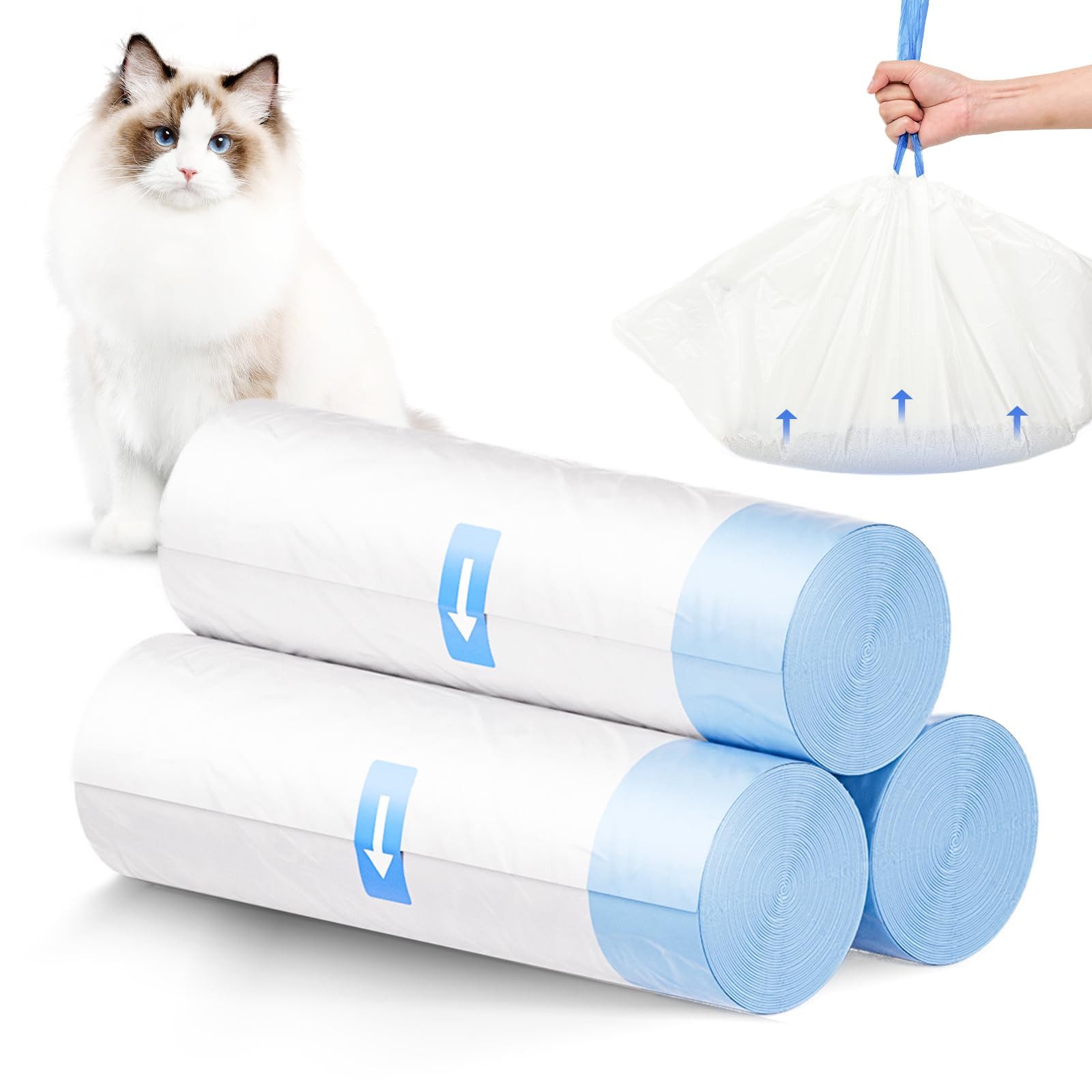 Katzentoilette Amicura-Serie: Selbstreinigendes Katzenklo und Ersatzmüllbeutel