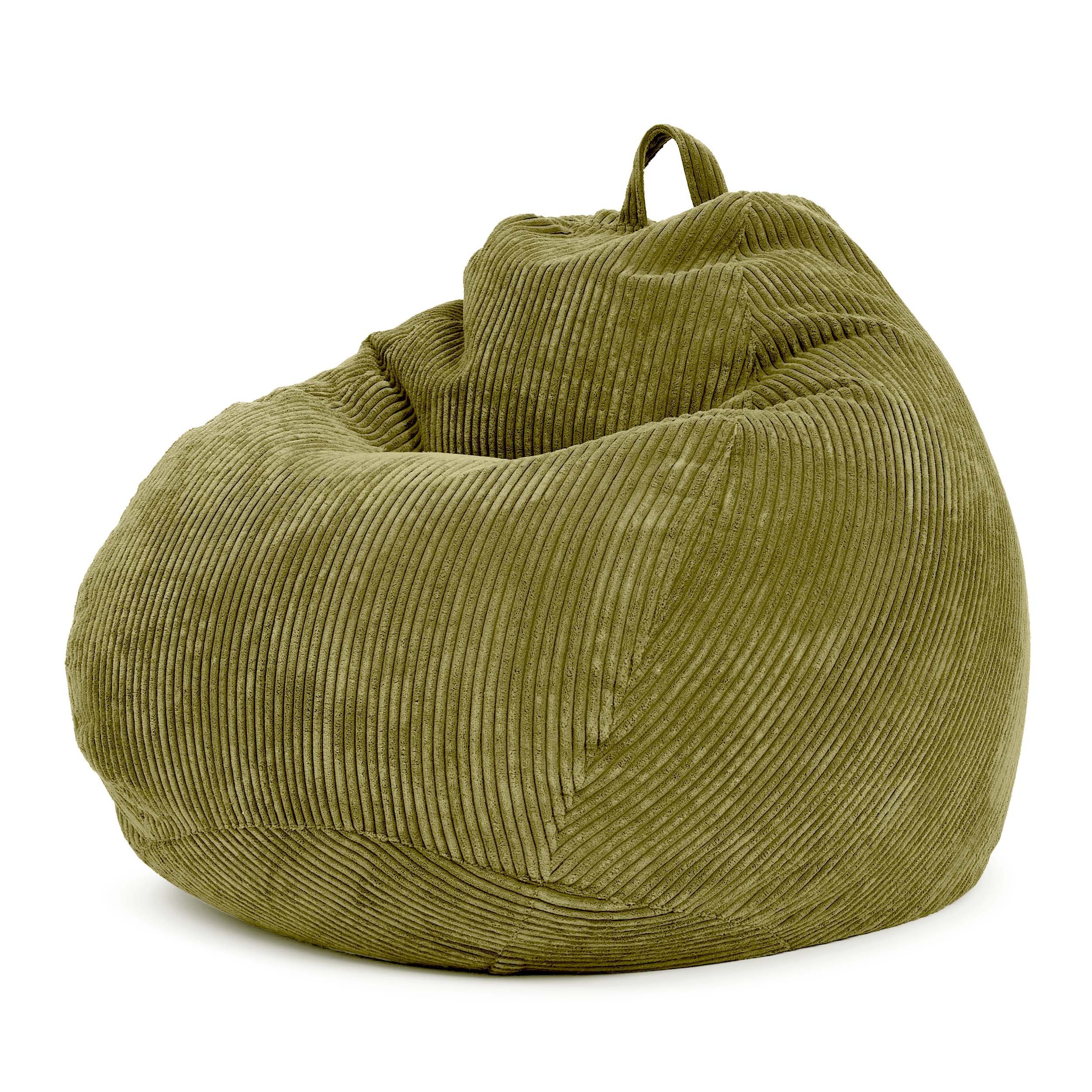 Green Bean Sitzsack Scoop Cord (Indoor Sitzsack 90x110cm EPS-Perlen Füllung & Cordstoff, Kuschelig Weich Waschbar - Drinnen Bodenkissen Liegekissen Sitzkissen), Sitzhocker Relax-Sessel Kinder Erwachsene Stoff Grün