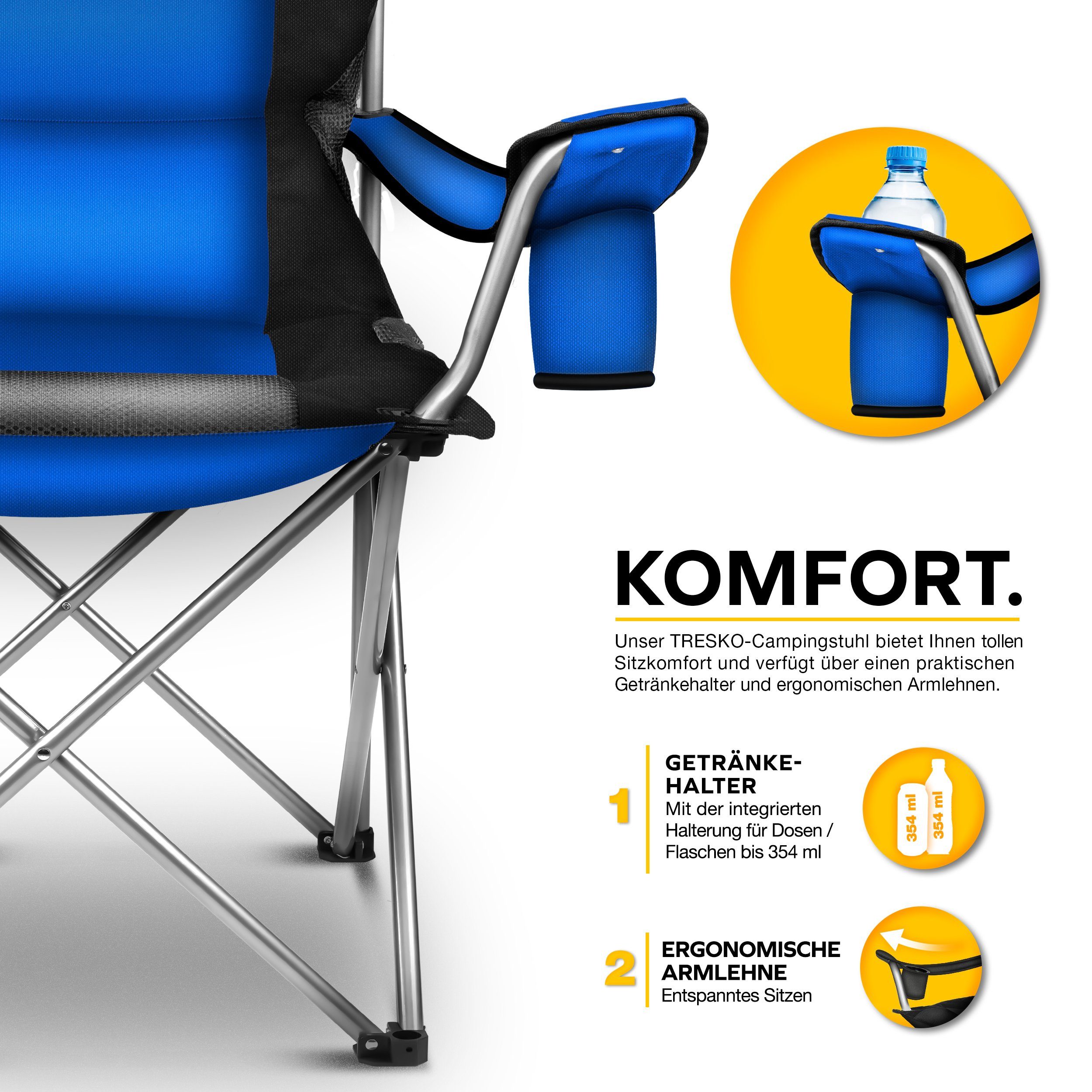 TRESKO Campingstuhl faltbar bis 150 kg Angelstuhl Faltstuhl, Klappstuhl mit günstig online kaufen