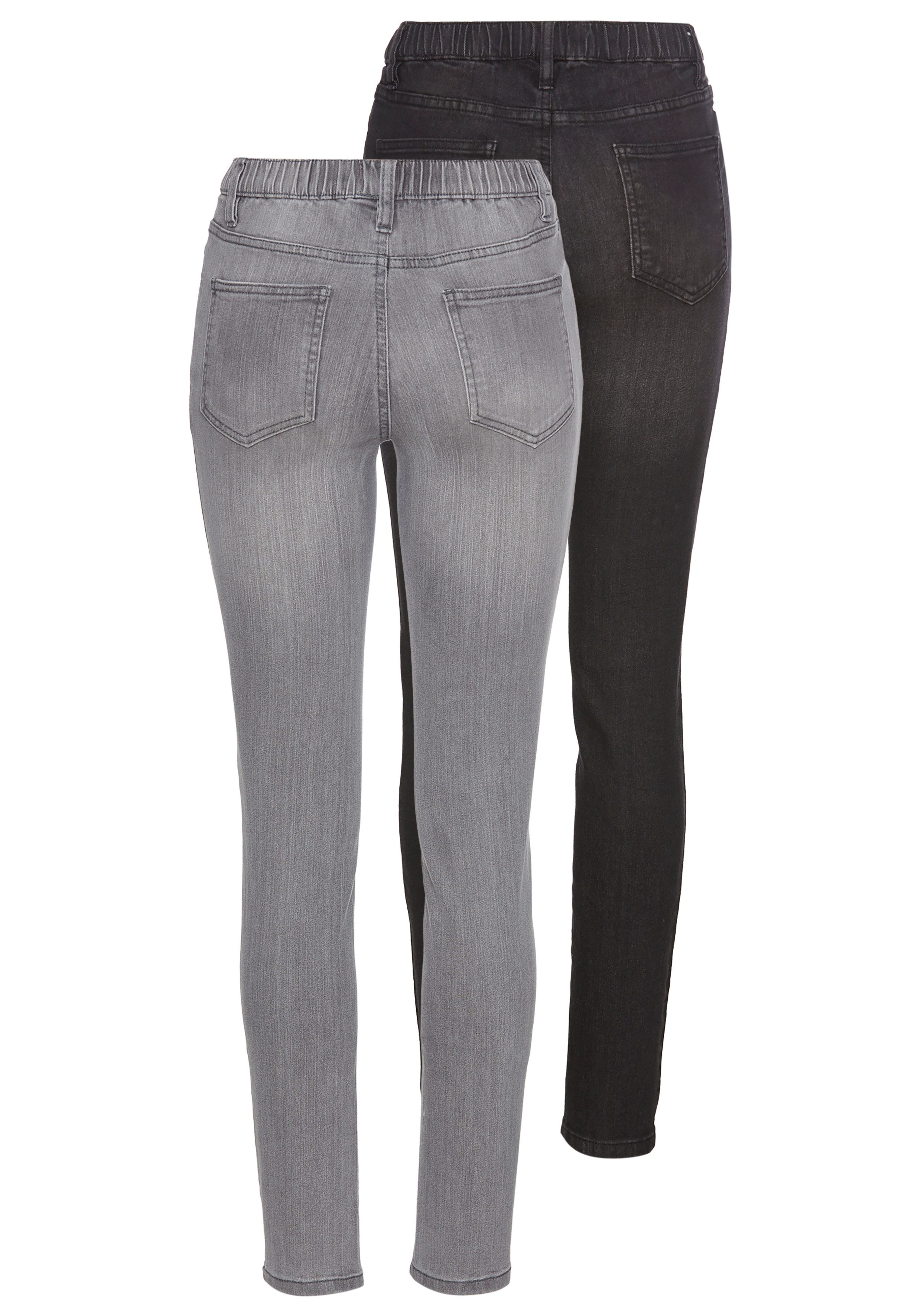 Arizona Jeansjeggings (Packung, 2er-Pack) enge Passform, Röhrenjeans, Used- günstig online kaufen