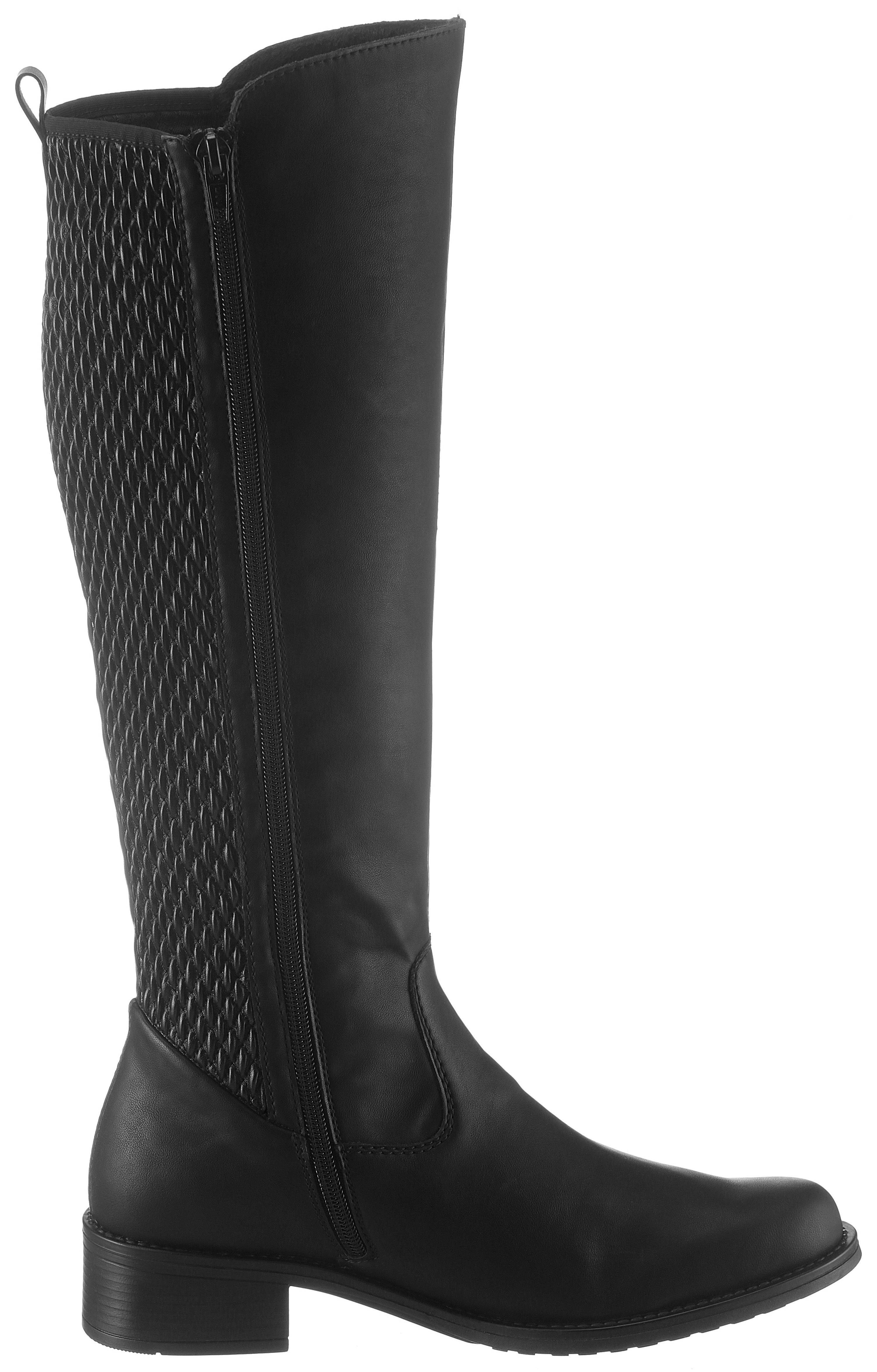Rieker Stiefel, Langschaftstiefel, Blockabsatz, Stretch, mit Schnallenverzierung