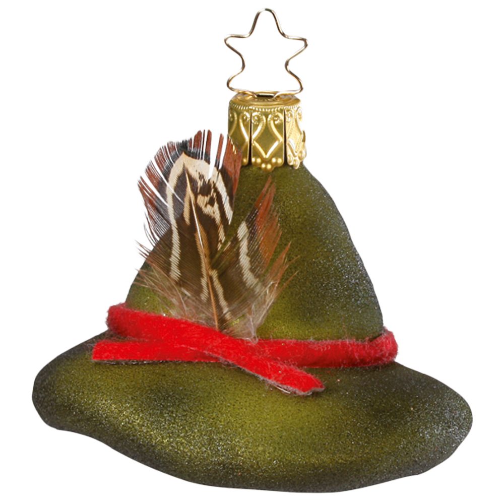 INGE-GLAS® Christbaumschmuck Hut, des Försters Hut 5,5cm (1-tlg), mundgeblasen, handbemalt