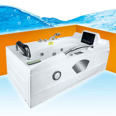 AcquaVapore Whirlpool-Badewanne Whirlpool Pool Badewanne Wanne mit TV T42L-ALL 171x92cm, (1-tlg), Mit Fußgestell und Ablaufgarnitur