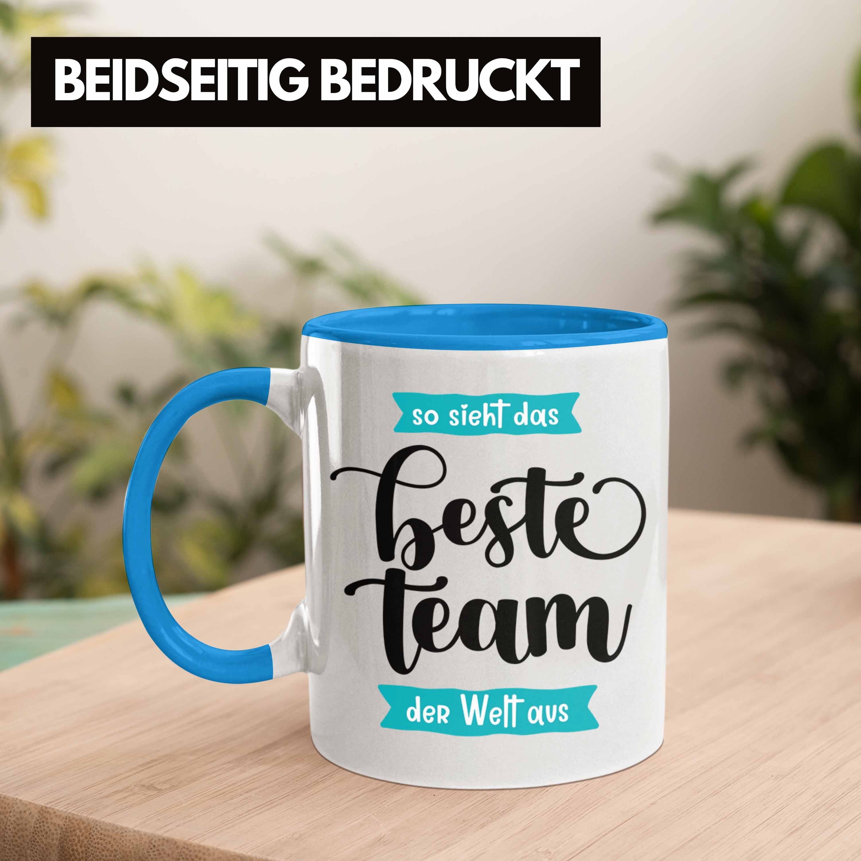 Tasse Geschenk Trendation Arbe Angestellte Geschenkidee Lustige Blau Team Teammitglied Tasse