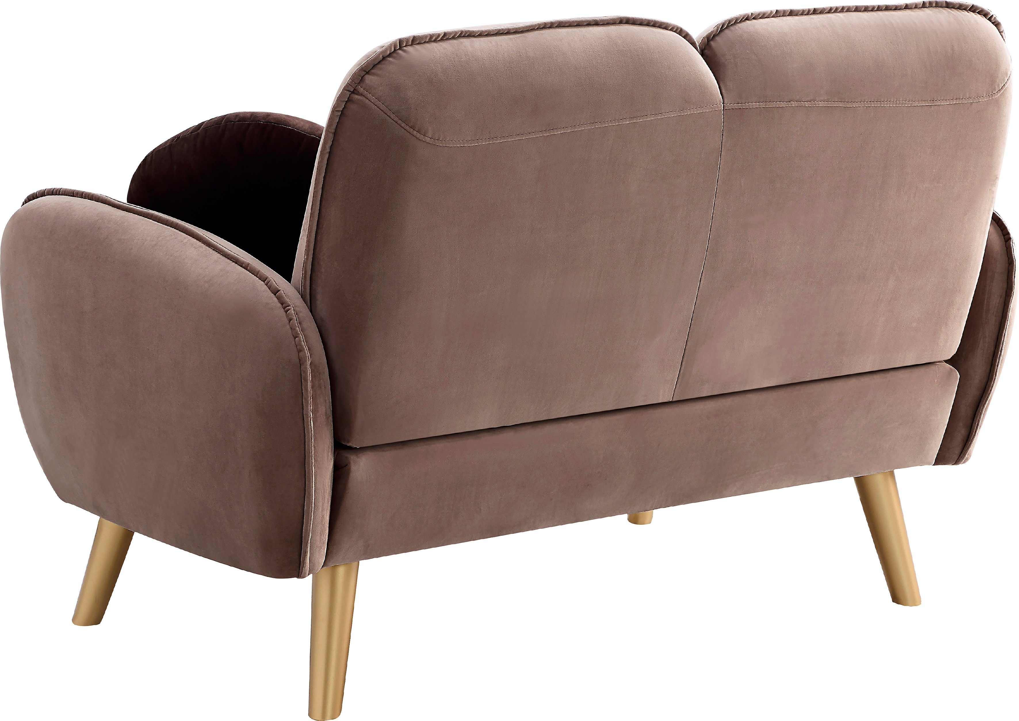 ATLANTIC home collection 2-Sitzer Ben, mit Welleunterfederung,inkl. 2 Dekokissen, goldenen Massivholzfüßen