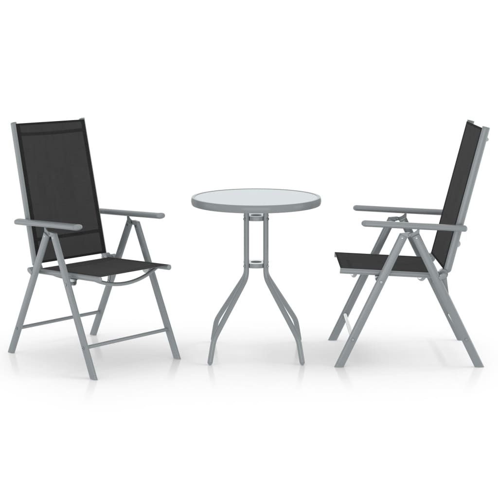 furnicato Essgruppe 3-tlg. Bistro-Set Aluminium und Textilene Silbern, (1-tlg)