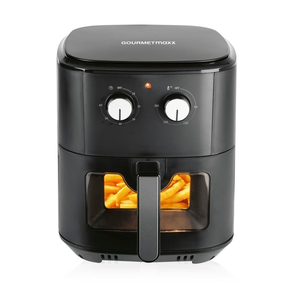 GOURMETmaxx Heißluftfritteuse 6,2 L (1500 W), AirFryer mit Abschaltautomatik, 1500 W, für punktgenaue Ergebnisse, Schonende Zubereitung ohne Öl, [schwarz]