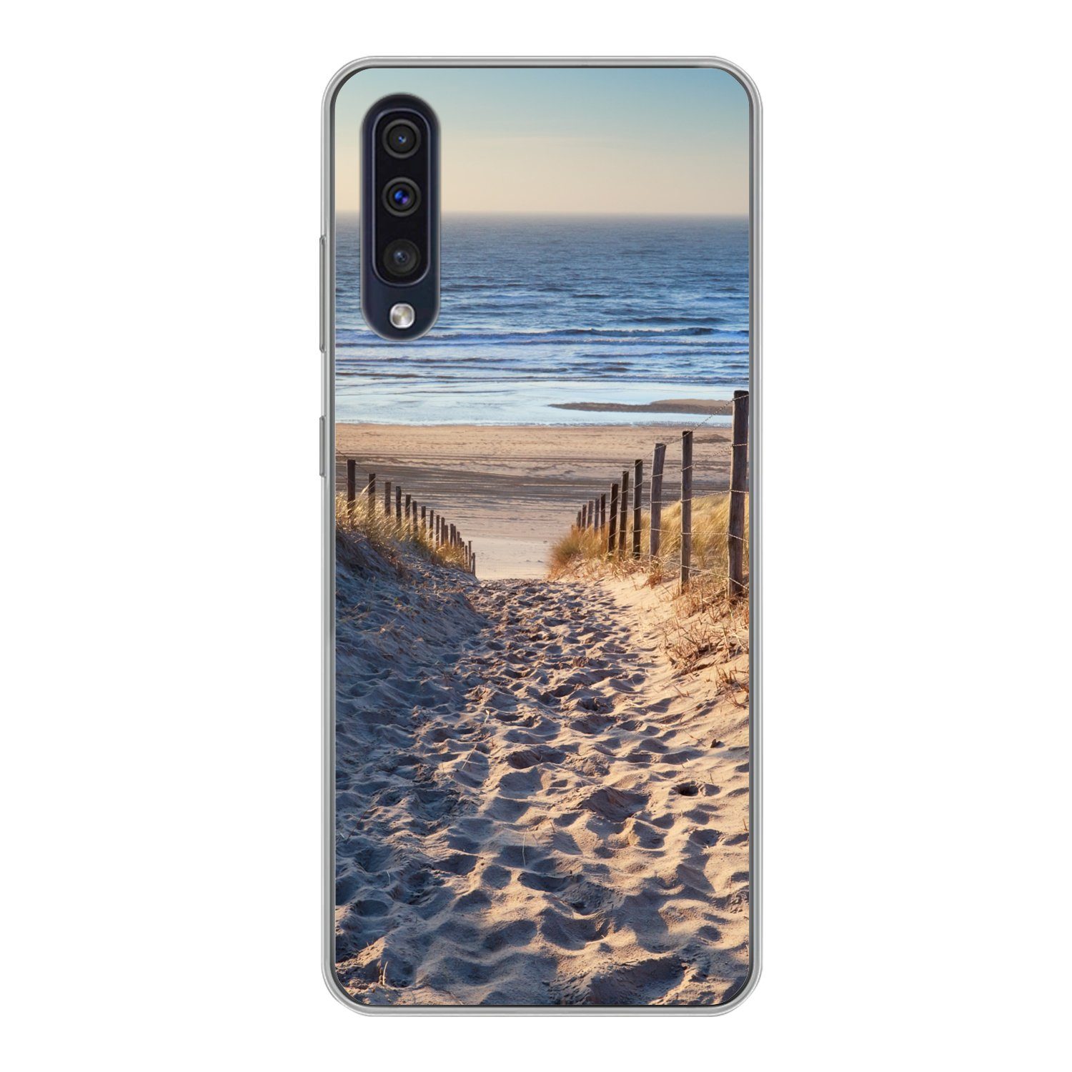 MuchoWow Handyhülle für Samsung Galaxy A30s Strand - Meer - Niederlande - Dünen - Sonne, Smartphone-Bumper, Print, Handy Schutzhülle Dünn