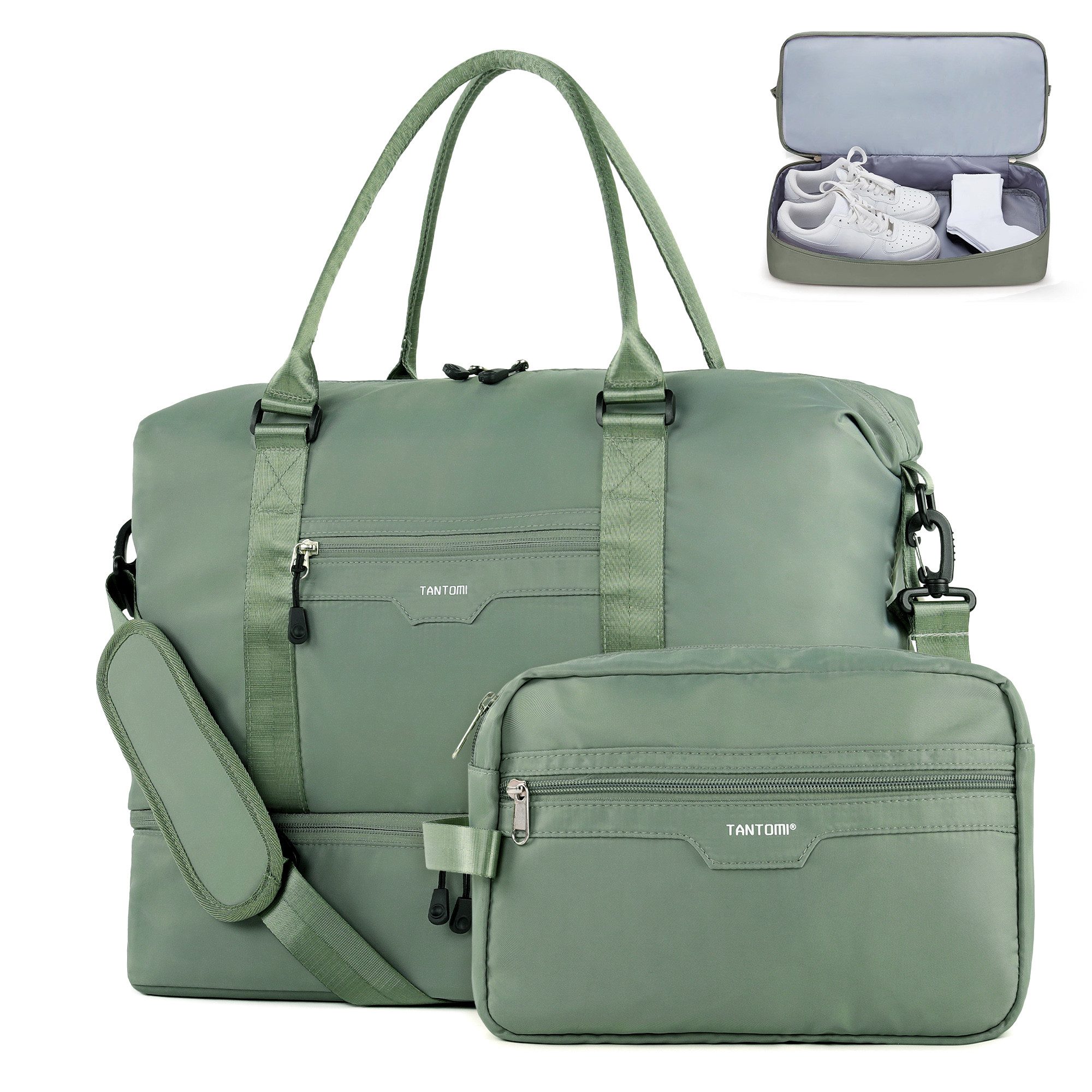 TANTOMI Reisetasche Erweiterbares Reisetasche mit Schuhfach & Kulturbeutel (46x23x32 Handgepäck), Nassfach, Wasserdicht Travel Bag Fitnesstasche Trainingstasche