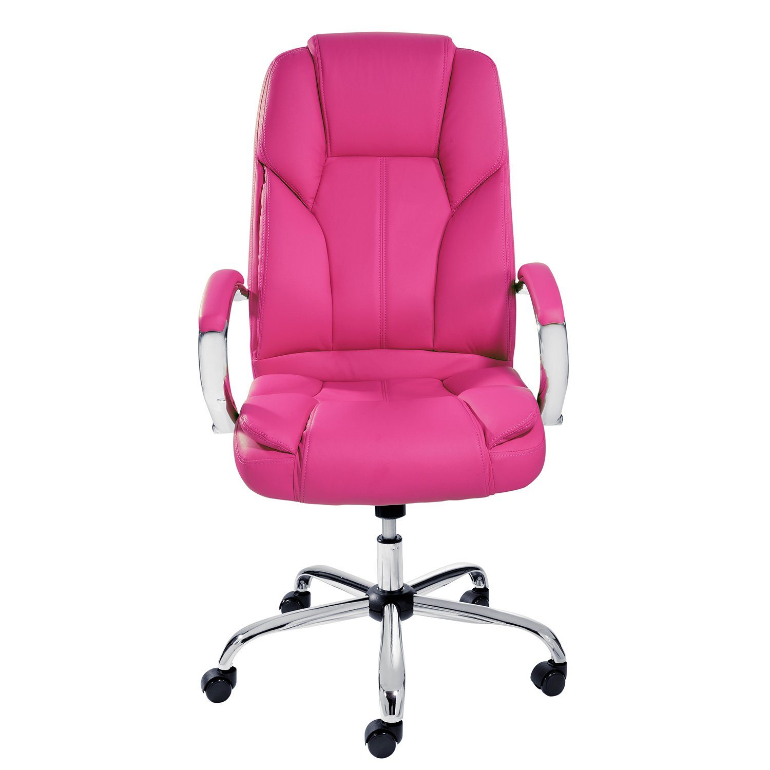 mit Bürostuhl Dallas ergonomisch Schreibtischstuhl), Chefsessel Belastbarkeit aus - TPFLiving Kunstleder, Drehstuhl (XXL Rollen abgebremsten gepolsterter Rosa 215kg bis