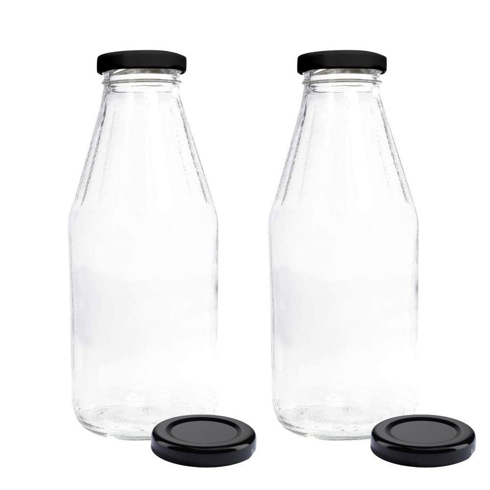 500 2er Schraubdeckel 2 mikken mit Milchflasche Fassungsvermögen: Liter Erssatzdeckel, ml Trinkflasche plus Set schwarz 0,5
