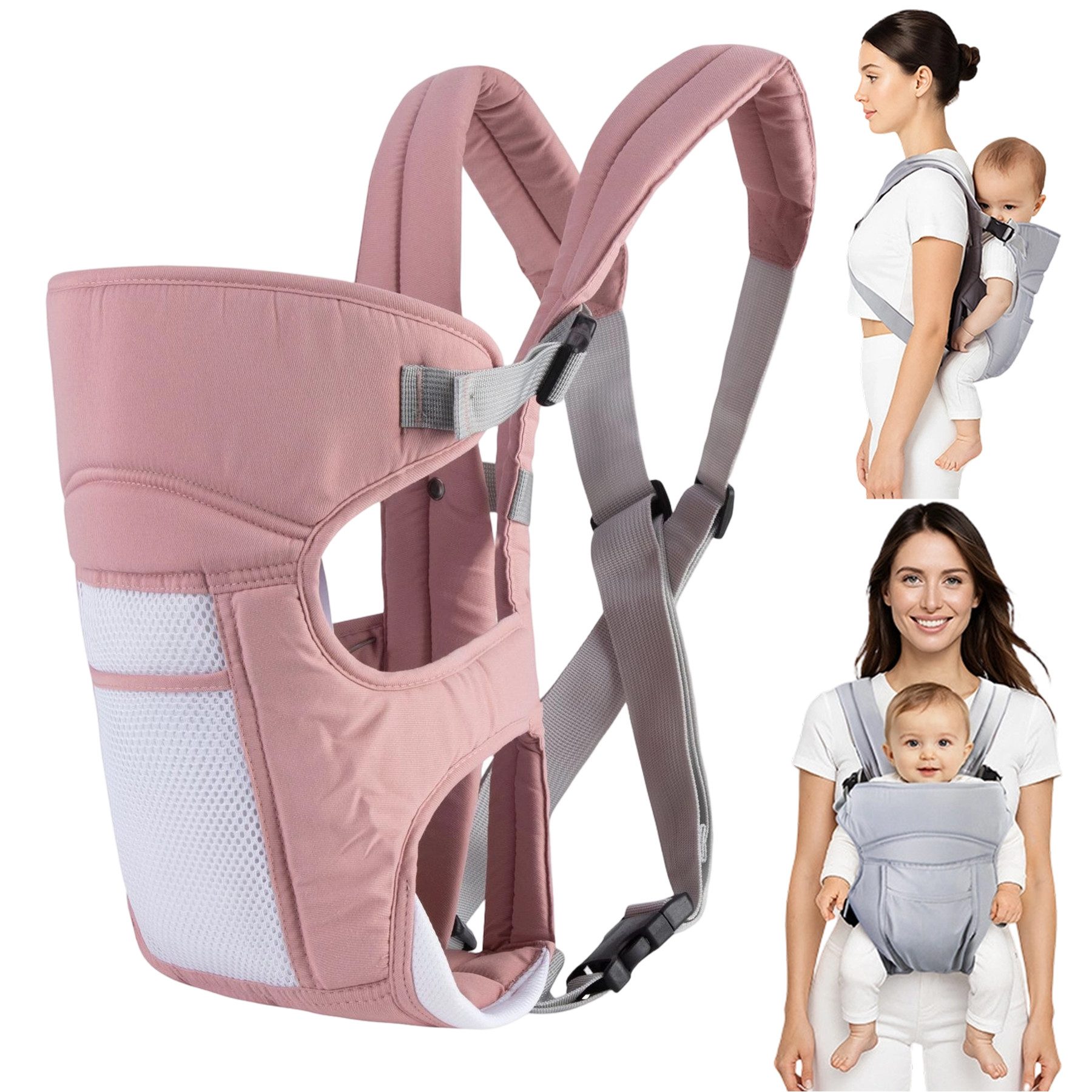 Mutig Babytrage Babytrage 3-in-1 mit M-Position, Bauchtrage Rückentrage & Hüfttrage (atmungsaktives Honeycomb-Mesh, verstellbarer Hüftgurt), für Neugeborene & Kleinkinder 3,5–20 kg