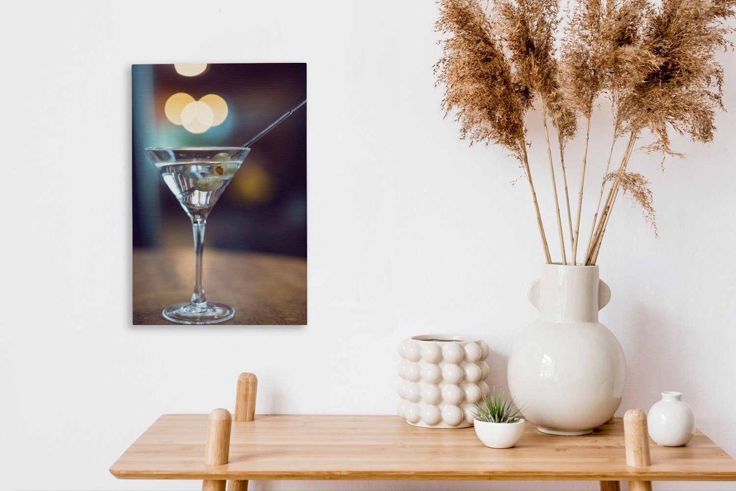 fertig bespannt OneMillionCanvasses® Leinwandbild cm Cocktail auf inkl. Pub, im 20x30 Zackenaufhänger, (1 Bar Gemälde, Martini Leinwandbild einer St),