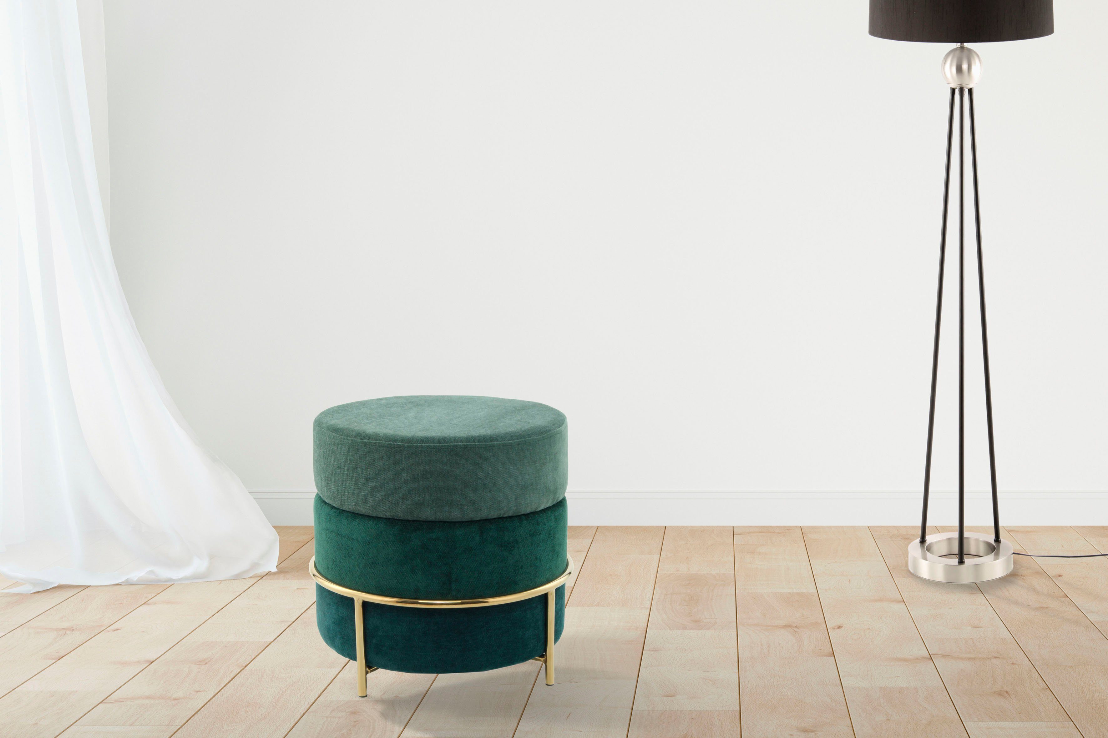 Kayoom Sitzhocker Hocker Matilda 225, Komfortable runde Form, Gemütlicher Design-Hocker (1 St), samtweich, elegant, gepolstert, große Sitzfläche