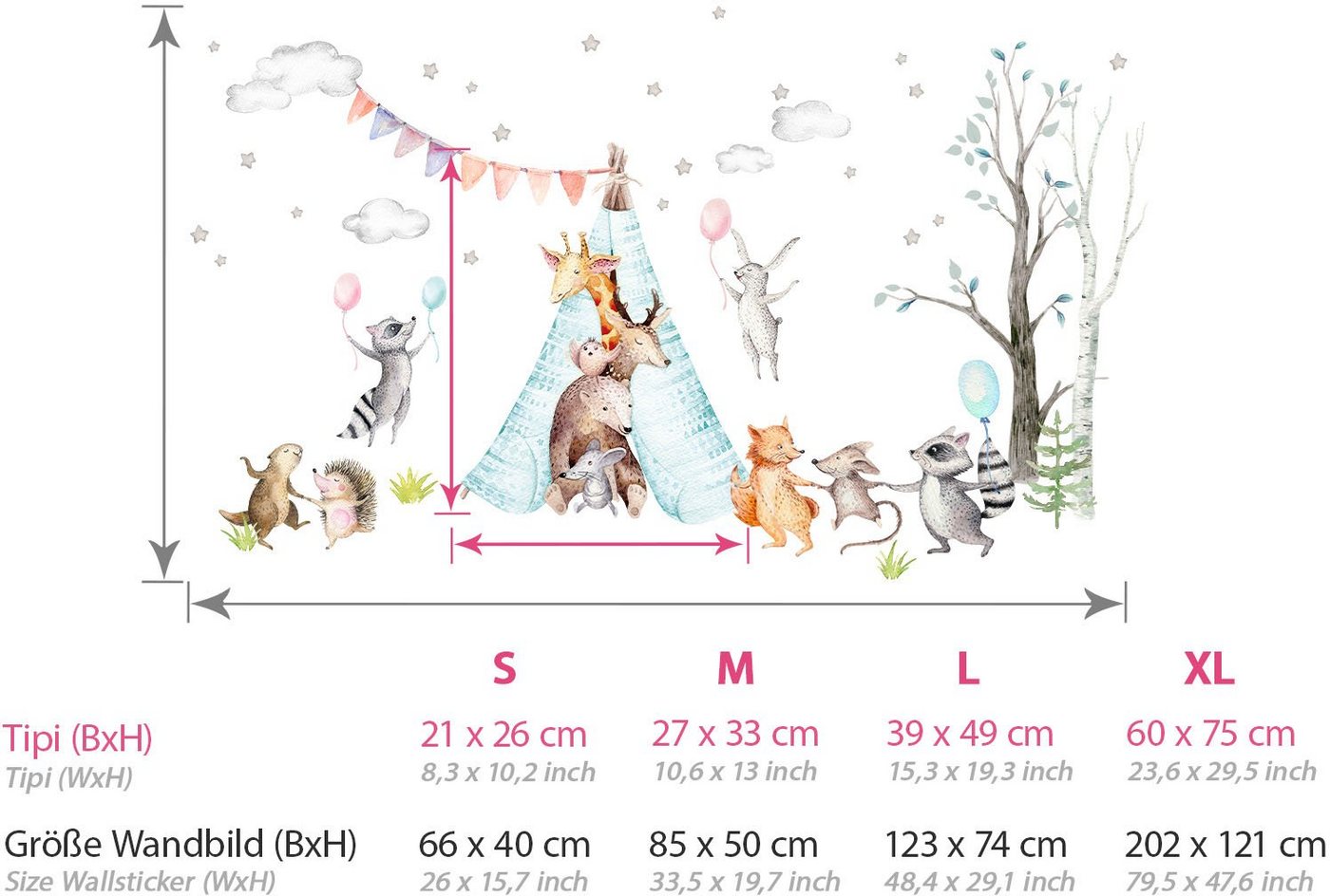 little DECO Wandtattoo »Little Deco Wandtattoo Waldtiere Party & Tipi«-HomeTrends