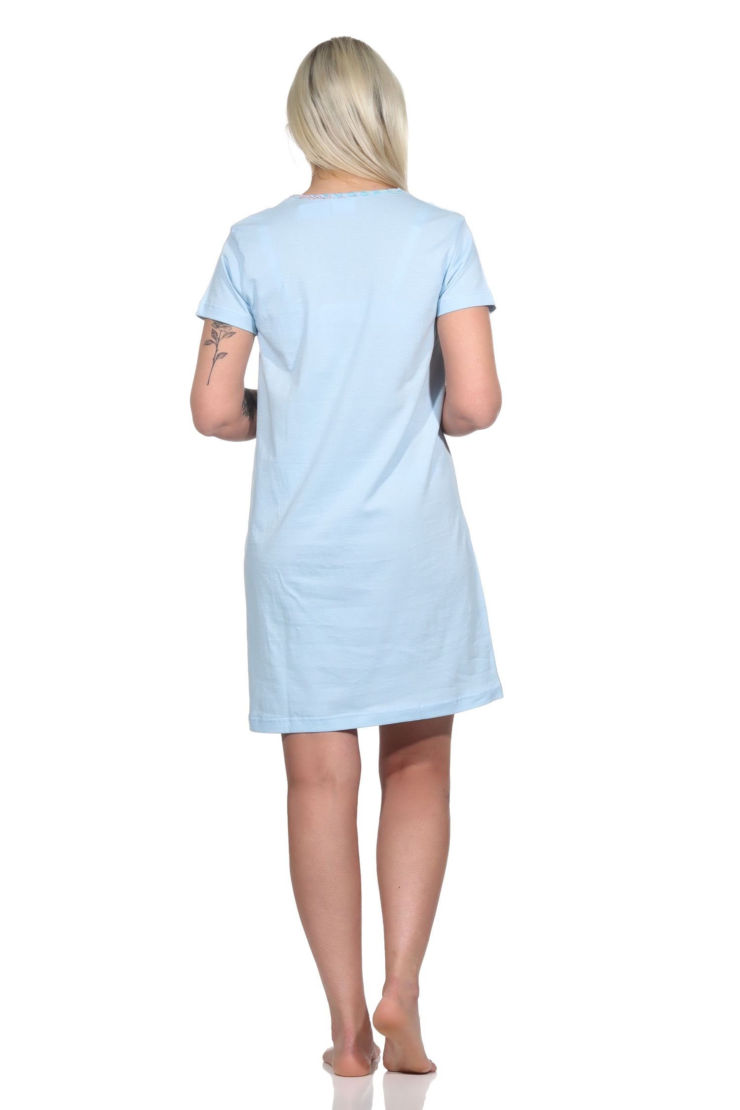 halbarm, Nachthemd blau mit und Pfeil-Motiv Damen Normann Bigshirt RELAX by Feder- Nachthemd