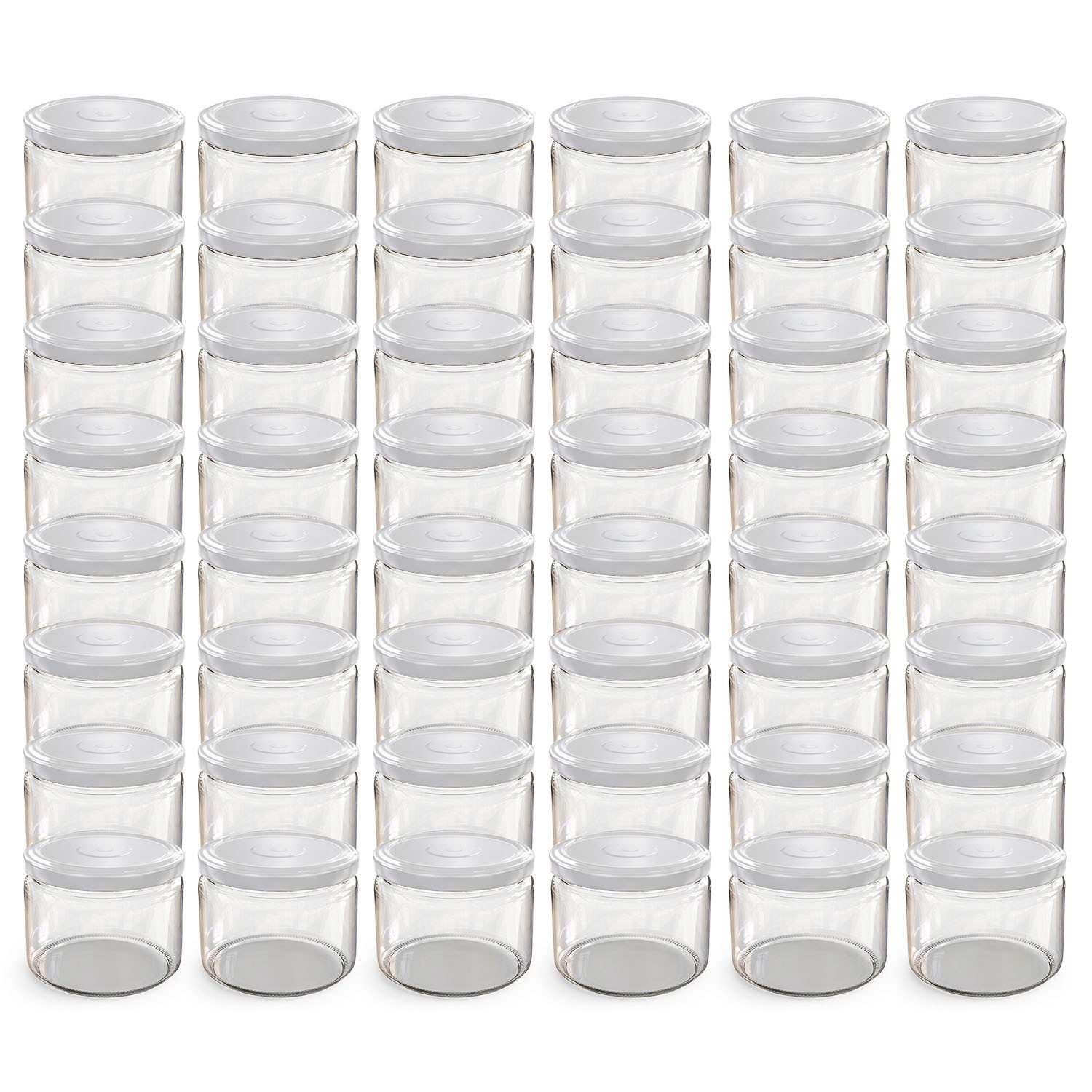 Oputec Einmachglas 48x 282ml Einmachgläser mit Schraubdeckel TO 82 Weiß Marmeladengläser, Glas/Metall