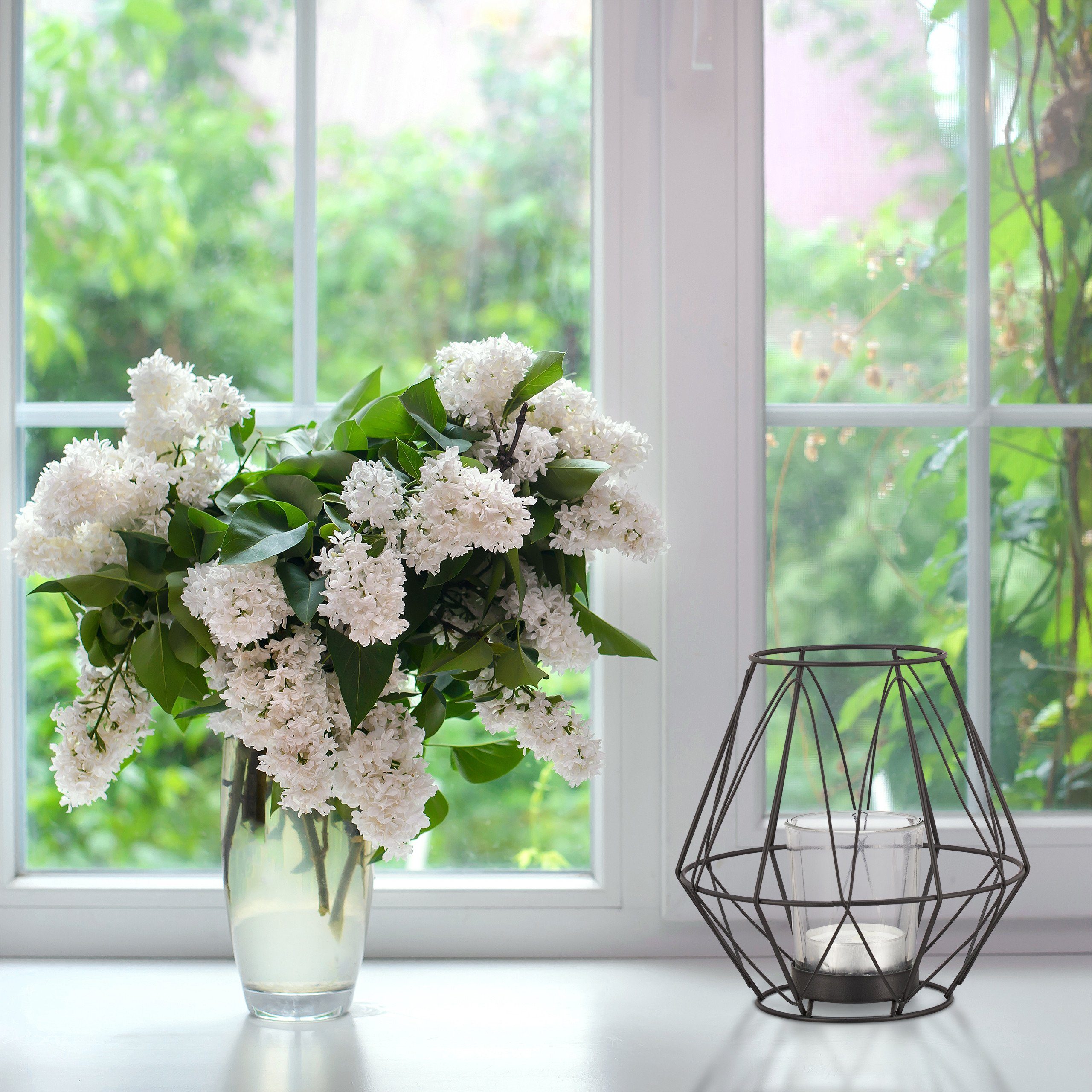 relaxdays Teelichthalter Geometrischer Teelichthalter, schwarz günstig online kaufen