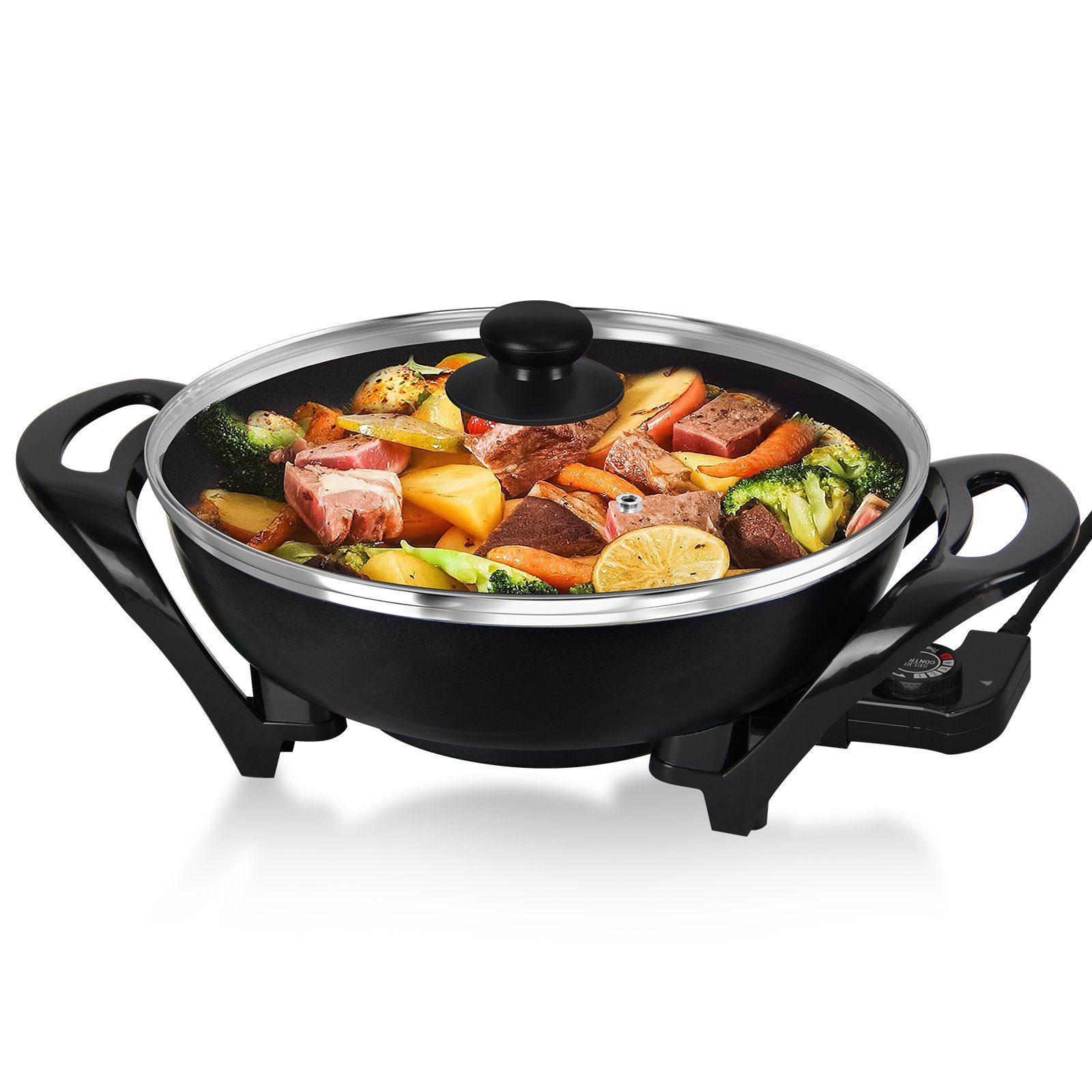 Scheffler Elektrische Wokpfanne Elektrische pfanne, 1500,00 W, mit Antihaftbeschichtet, Ø 27 cm, 1500 W
