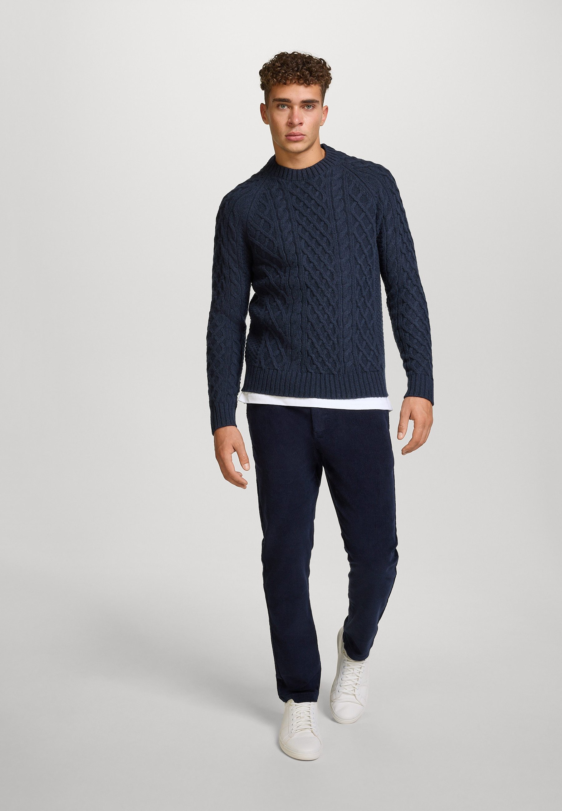 Kronstadt Strickpullover Herren KSWard crew Pullover Herrenpullover mit Zopfstrickmuster