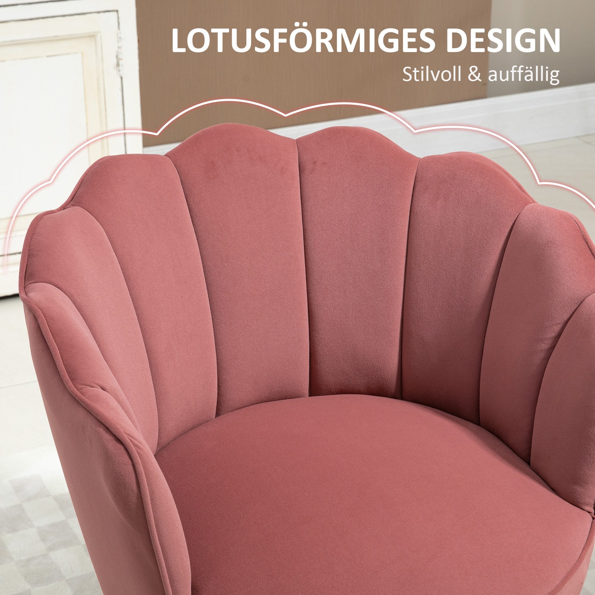 furnicato Cocktailsessel Sessel Wohnzimmer Loungesessel Muschelform Relaxsessel Holzb (1-St)