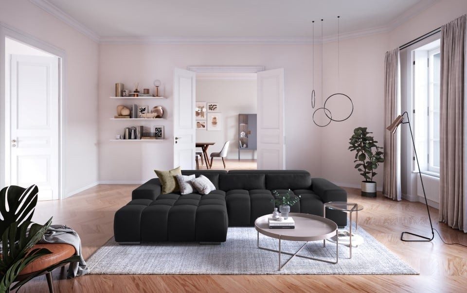 COTTA Ecksofa Orion, mit elektrischem Sitzvorschub und Nierenkissen