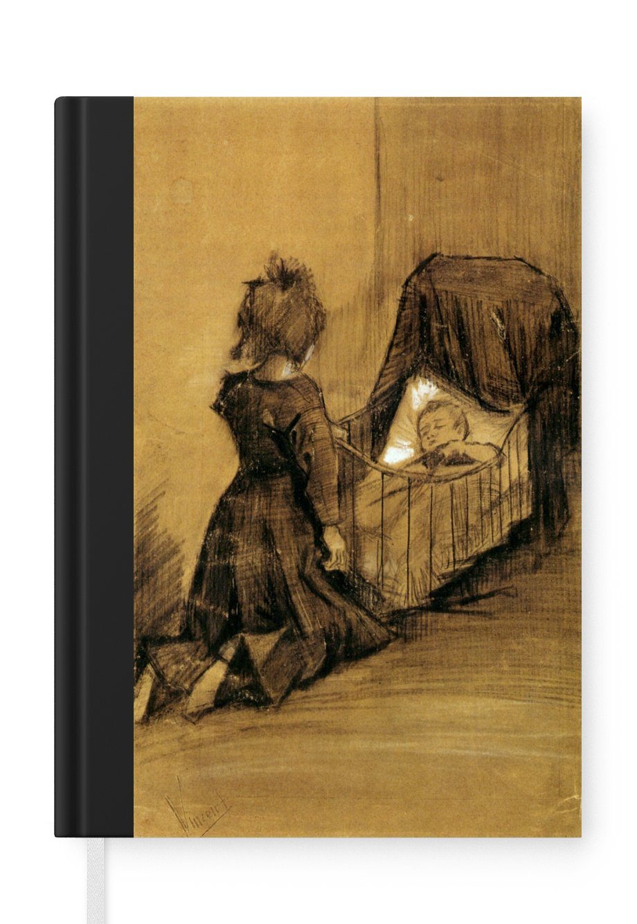 MuchoWow Notizbuch Journal, einer - Gogh, Vincent Mädchen 98 van kniend Merkzettel, Seiten, A5, Notizheft, Haushaltsbuch Tagebuch, bei Wiege