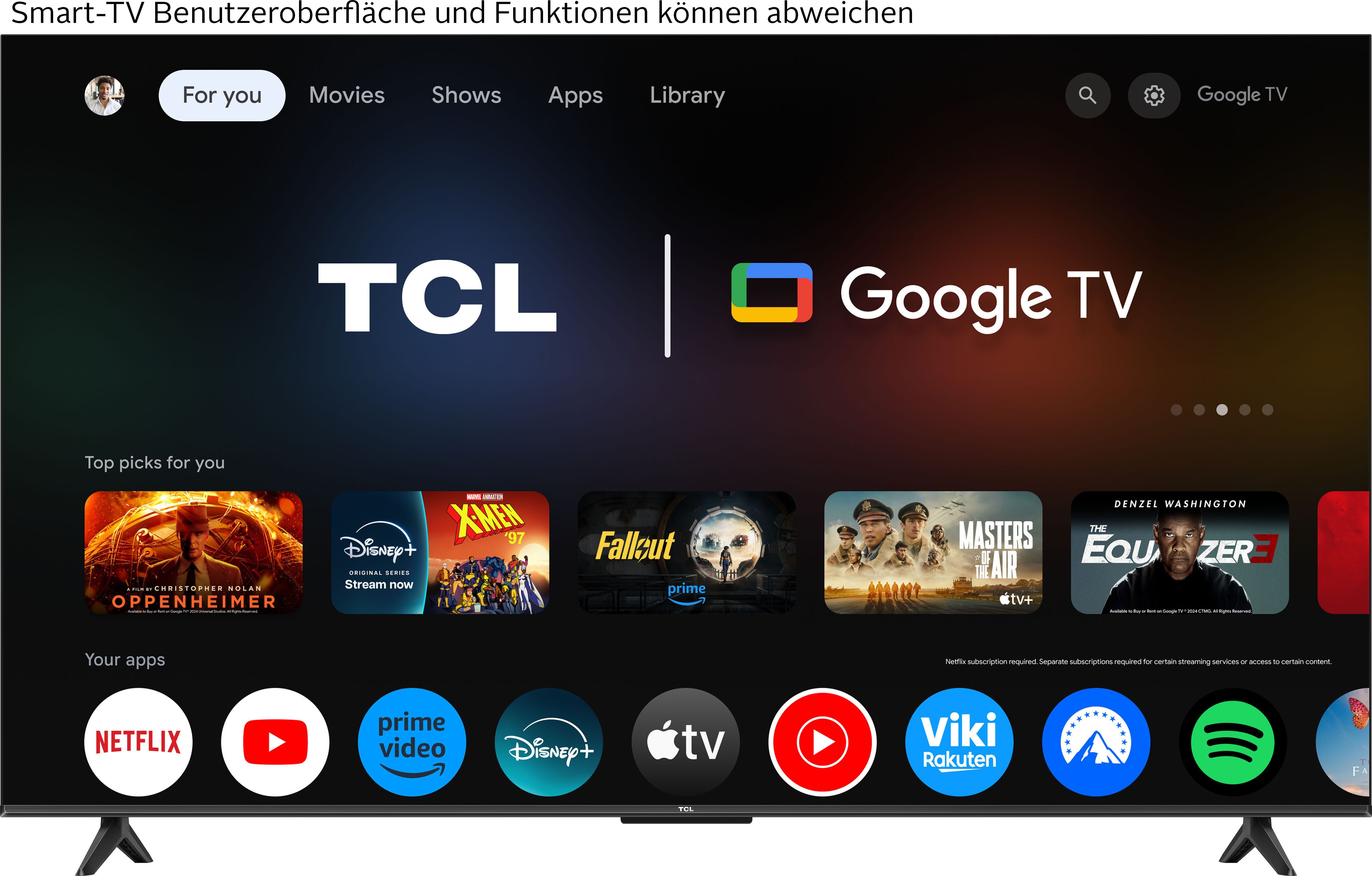 TCL 65V6CX1 LED-Fernseher (164 cm/65 Zoll, 4K Ultra HD, Google TV, Smart-TV, 4K HDR, Multi-HDR, Dolby Vision, Game Master, Smart TV, Apple TV)
