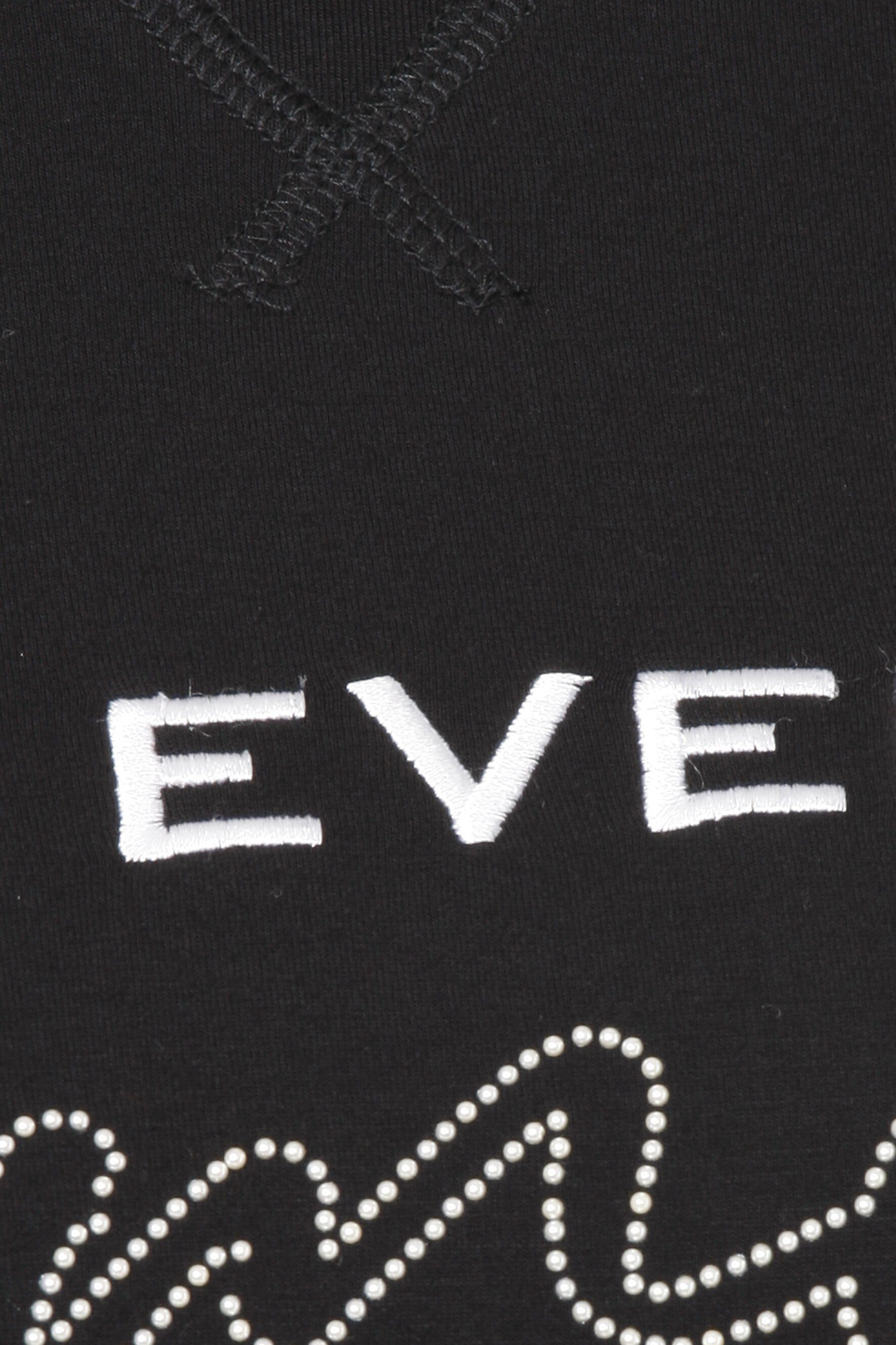 FRAPP Sweatshirt Sportives Kapuzensweatshirt in offwhite / Stil black glänzenden Glitzerdetails mit unifarbenem