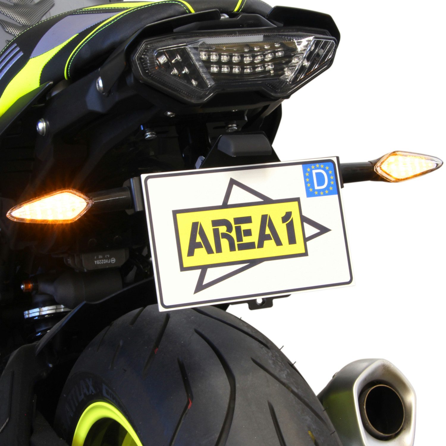 Area1 Blinker Motorrad LED Blinker E-geprüft Set (2 Stück) M10 mit Lauflichteffekt