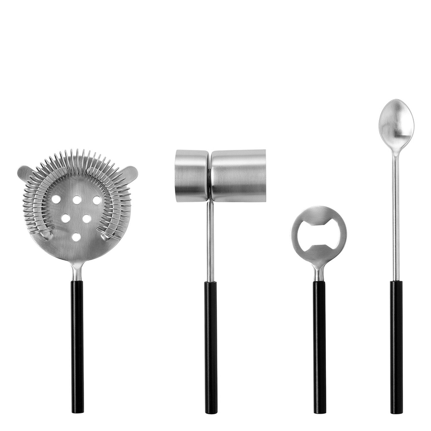 FINK STUDIO Cocktail-Set ALL IN ONE, (Set, 4-tlg), bestehend aus Sieb, Rührlöffel, Flaschenöffner, Barmaß