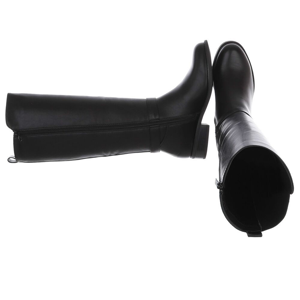 Ital-Design Damen Langschaftstiefel mit Schnallen-Detail Stiefel (92125550) Blockabsatz Flache Stiefel in Schwarz