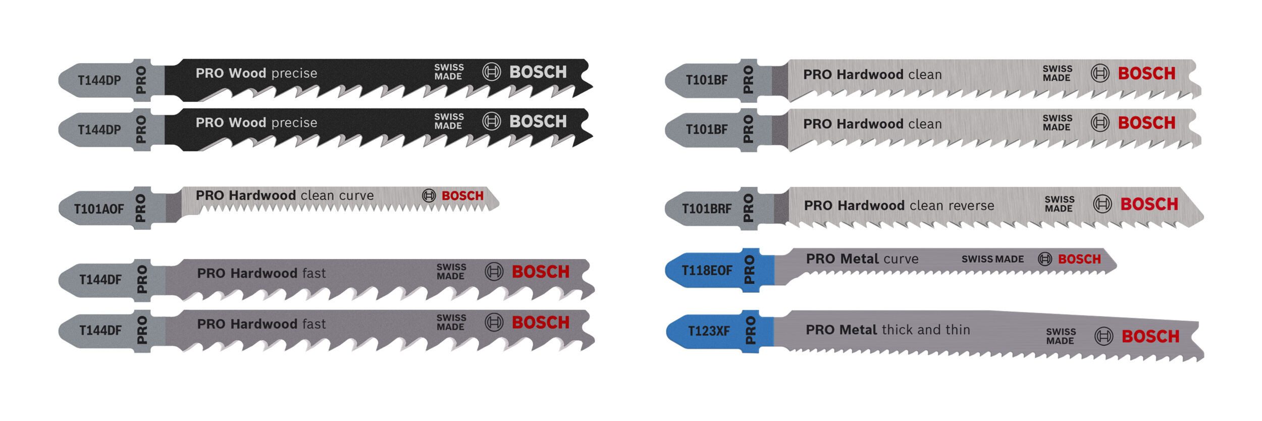 BOSCH Stichsägeblatt Pro Wood and Metal (10 Teile), Wood and Metal Set, 100 mm, 10-teilig