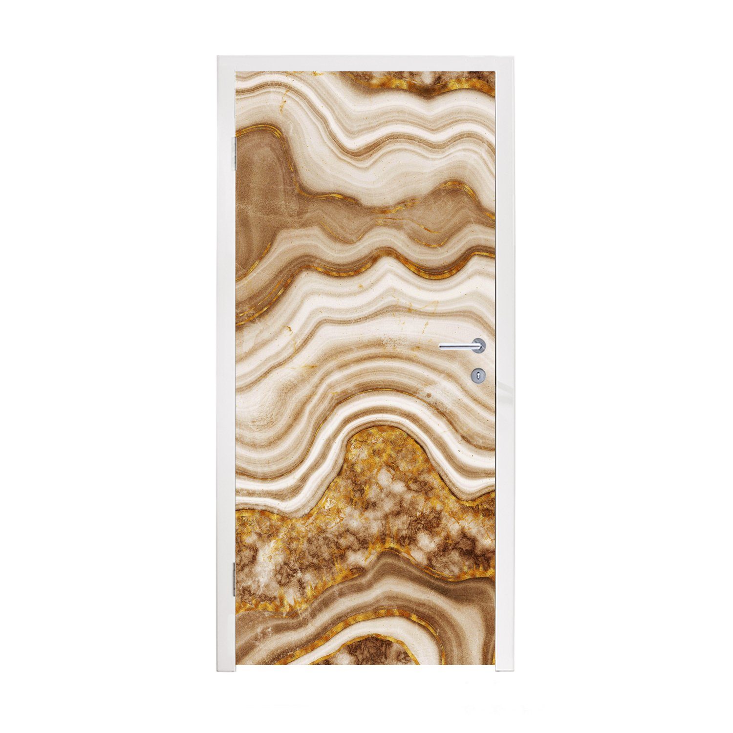 MuchoWow Türtapete Marmor - Gold - Kieselsteine, Matt, bedruckt, (1 St), Fototapete für Tür, Türaufkleber, 75x205 cm