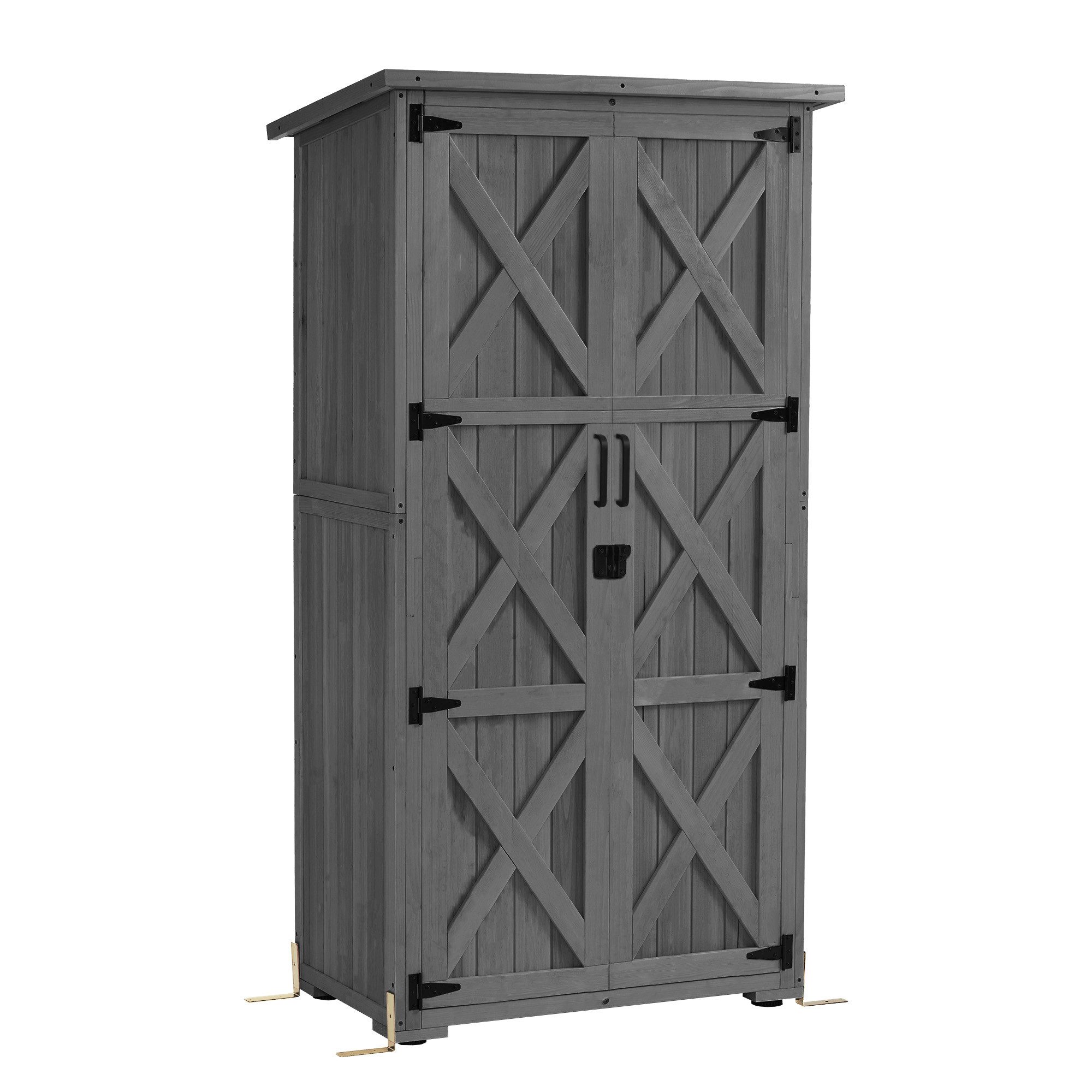 MCombo Gerätehaus M MCombo Gartenschrank Gartenhaus 0878-F, Geräteschuppen Klein Wetterfest, Holz, Outdoor, 55×90×169cm