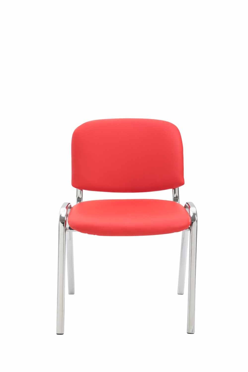 Gestell: chrom TPFLiving (Besprechungsstuhl Warteraumstuhl mit Sitzfläche: - Keen Metall Konferenzstuhl Polsterung Messestuhl), Besucherstuhl - Kunstleder - rot hochwertiger -