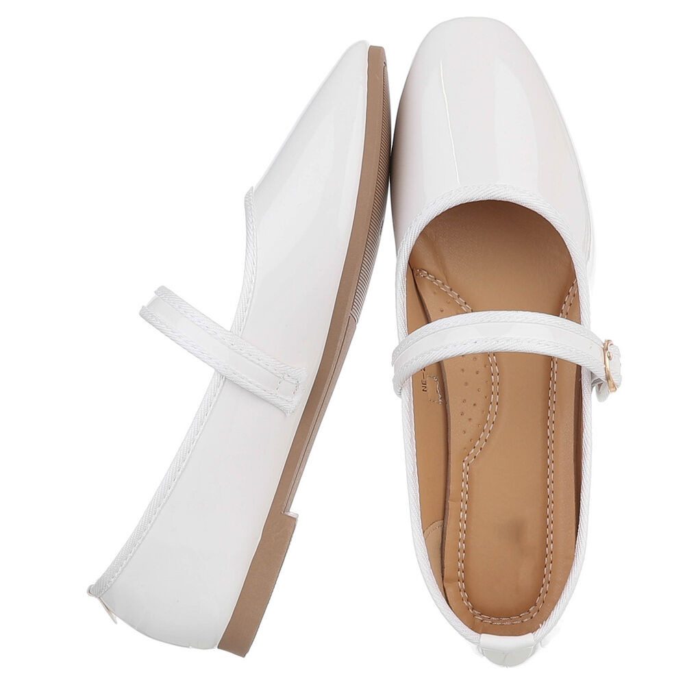 Ital-Design Eleganter Mary Jane Schuh mit Riemen – für Alltag und Anlässe Schnürpumps (91554548) Blockabsatz Riemchenballerinas in Weiß