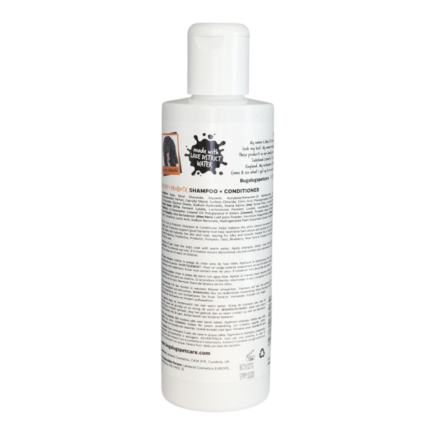 Bugalugs Tiershampoo Bugalugs Probiotisches Hundeshampoo 250 ml – Pflegendes Shampoo für, 250 ml, (1-St), ph neutral, Hunde Shampoo, Lake District