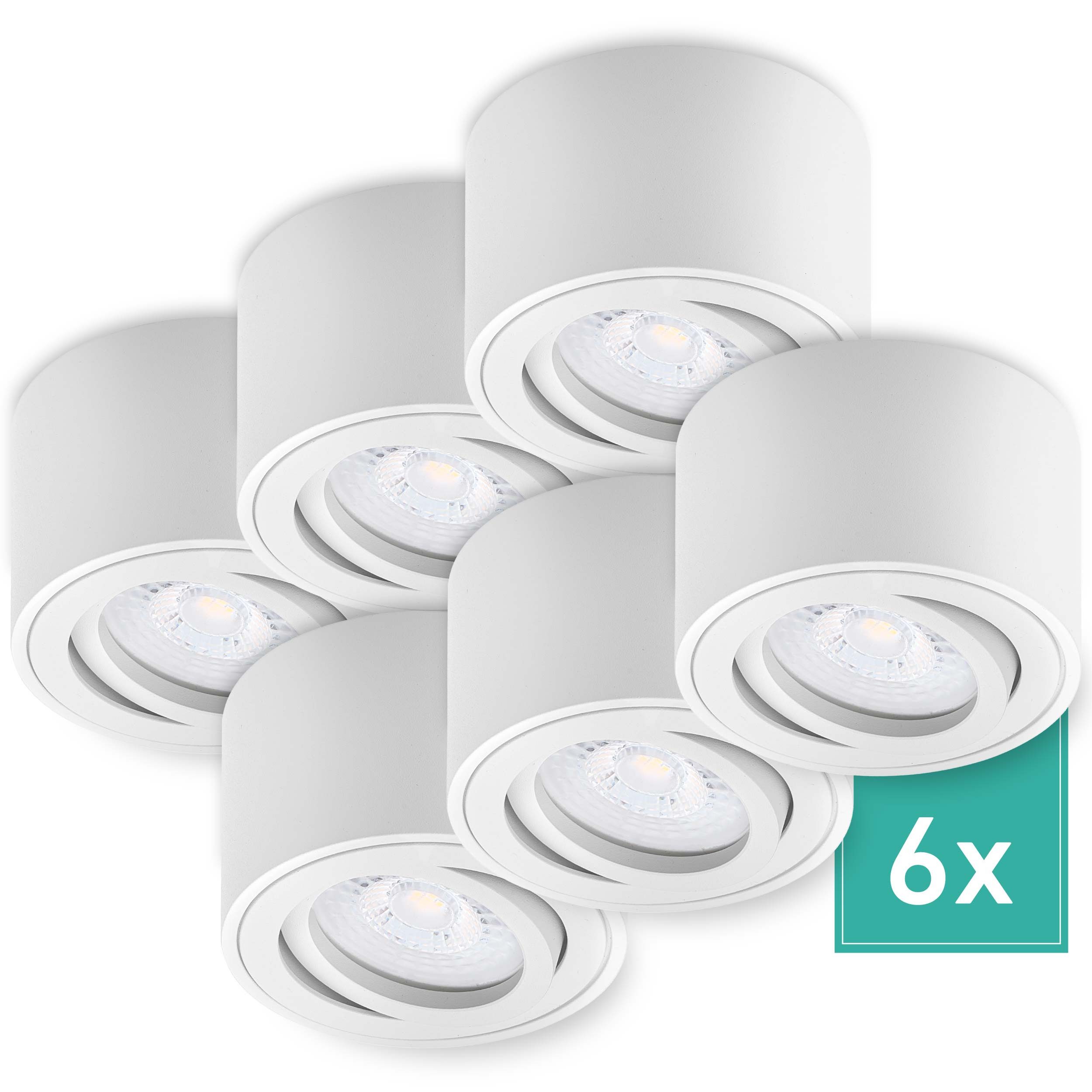 Oktaplex lighting LED Deckenstrahler Lile Aluminium Aufbauspot weiß dimmbar, inklusive Leuchtmittel, 10724, 4000K 370lm 4,9W Aufbauleuchte 230V
