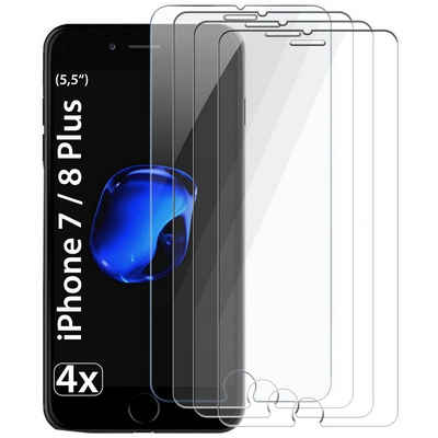 Dooloo Schutzfolie »4x Ultraglas HD Panzerglas für iPhone 7 / 8 Plus«, (Spar-Set, 4-St., Mit Reinigungskit), Schutzglas 9H Panzerfolie