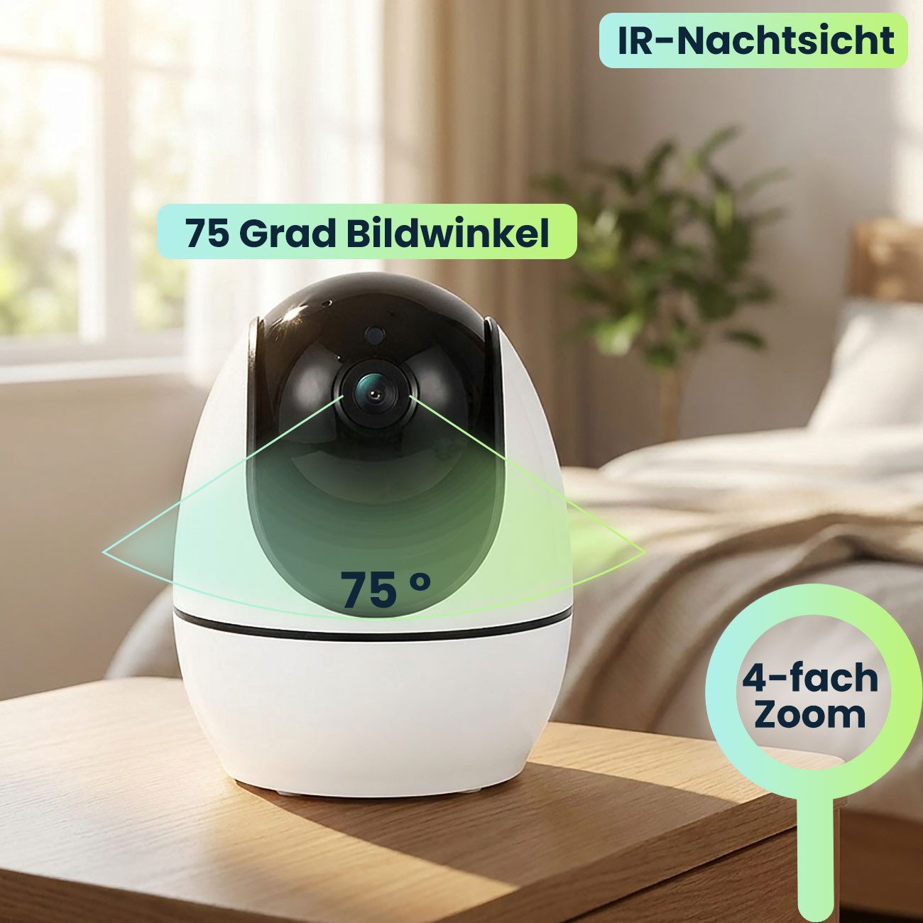 shop'n smile ideoon Überwachungskamera HD Kamera mit Monitor: SOS-Funk, Nachtsicht & Gegensprechen (Kamera Auflösung: 1280 x 720 Pixel)