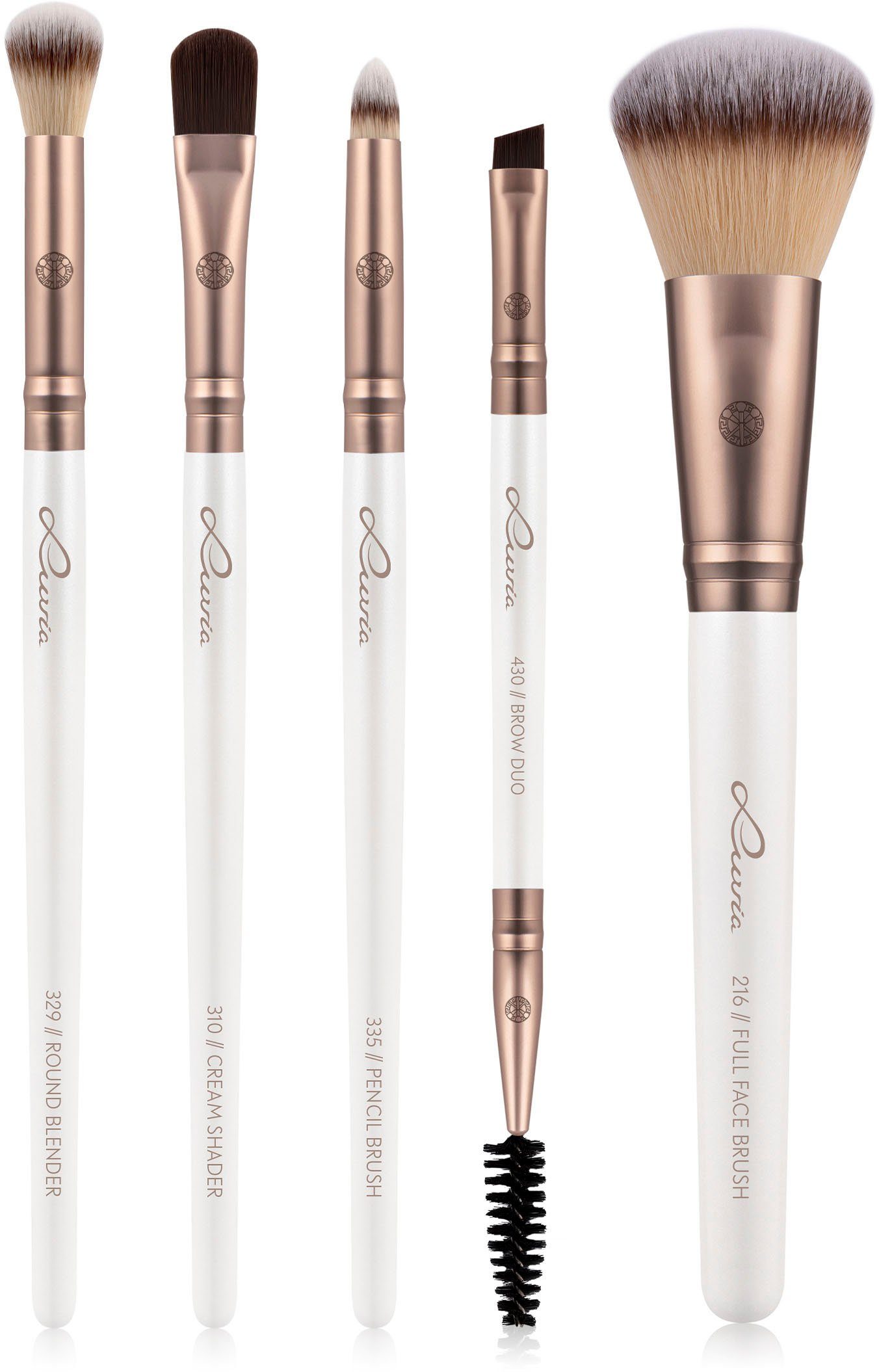 Luvia Cosmetics Kosmetikpinsel-Set DAILY SELECTION, 5 tlg., Nurai-Pinselhaar, vegan und hautfreundlich, verliert keine Haare.