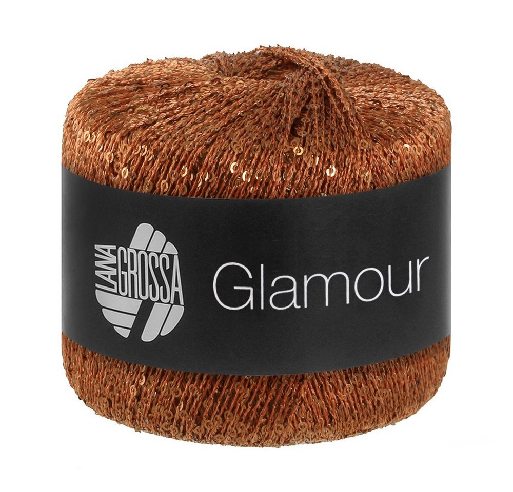 LANA GROSSA GLAMOUR Häkelwolle, 115 m (Beilaufgarn mit Pailletten für funkelnde Akzente), 25 g
