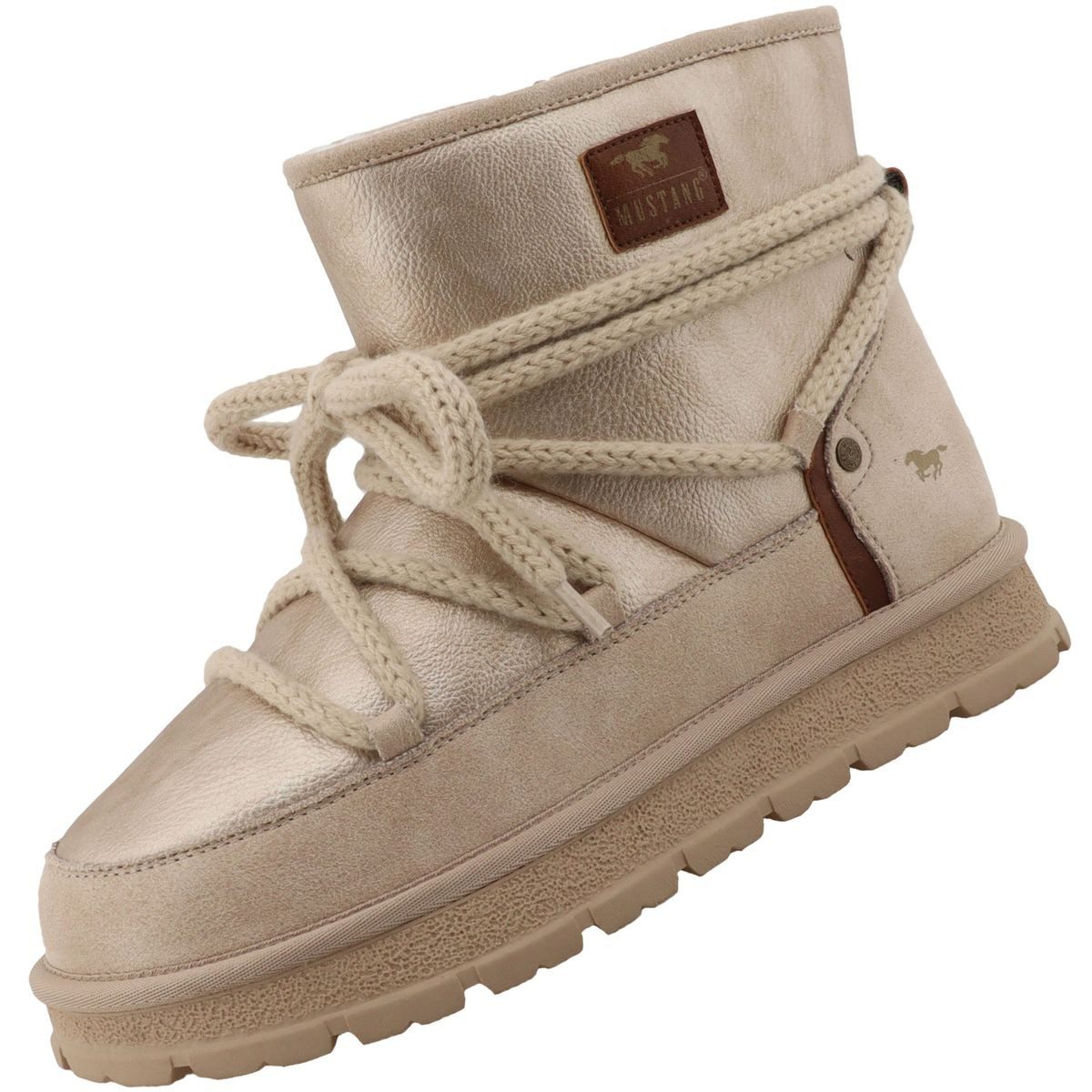 Mustang Shoes 36M0152003-cream Stiefelette Winter-Boot mit flauschigem Fleecefutter